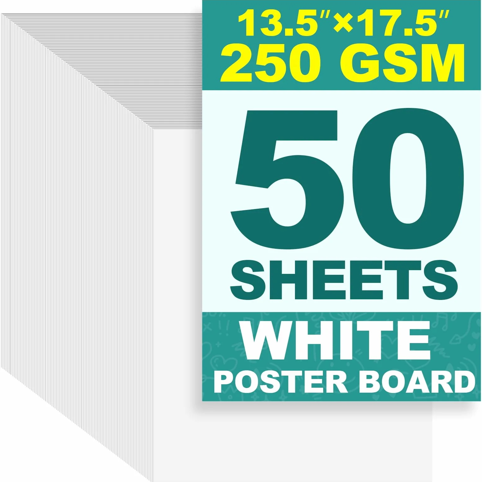 Confezione da 50 poster bianchi pesanti 34,3 x 44,5 cm | Carta bianca bianca per poster, 250 g/m², per arte, artigianato, progetti, presentazioni, disegni, aule e ufficio