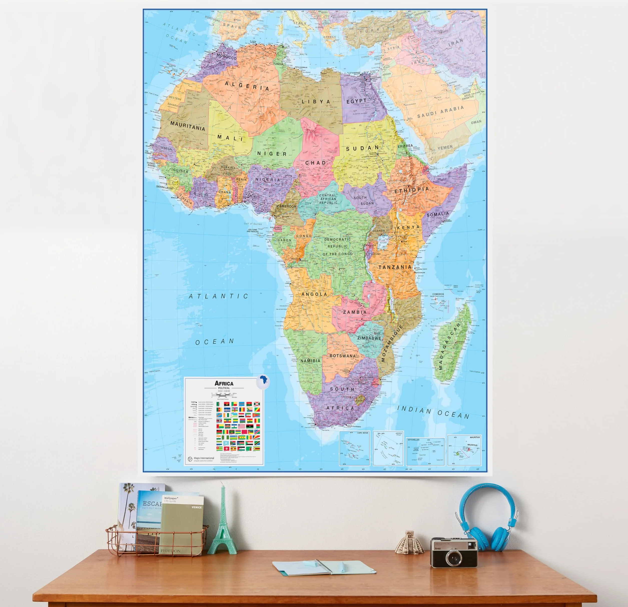Grande mappa politica dell'Africa da parete, laminata, 91,44 cm x 122 cm
