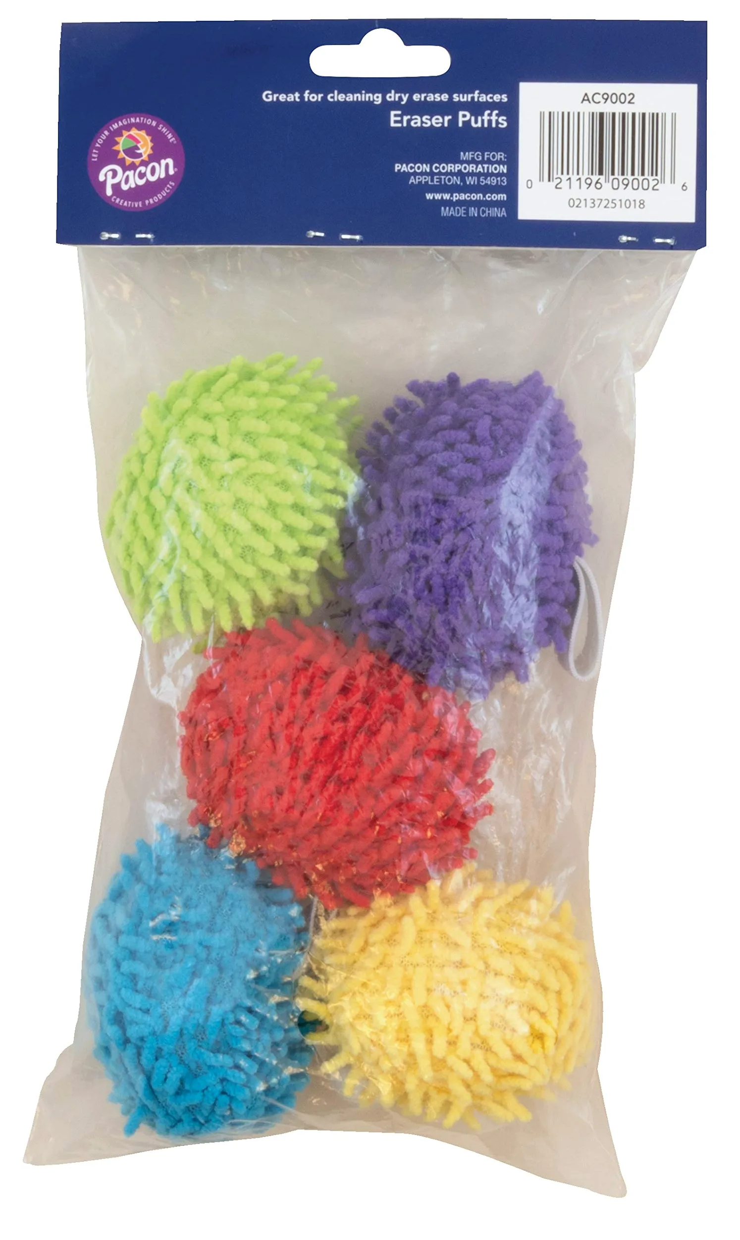 Pacon® Gomme da cancellare per lavagna bianca, gomma da cancellare, fascia elastica, 7,6 x 7,6 cm, 5 gomme da cancellare