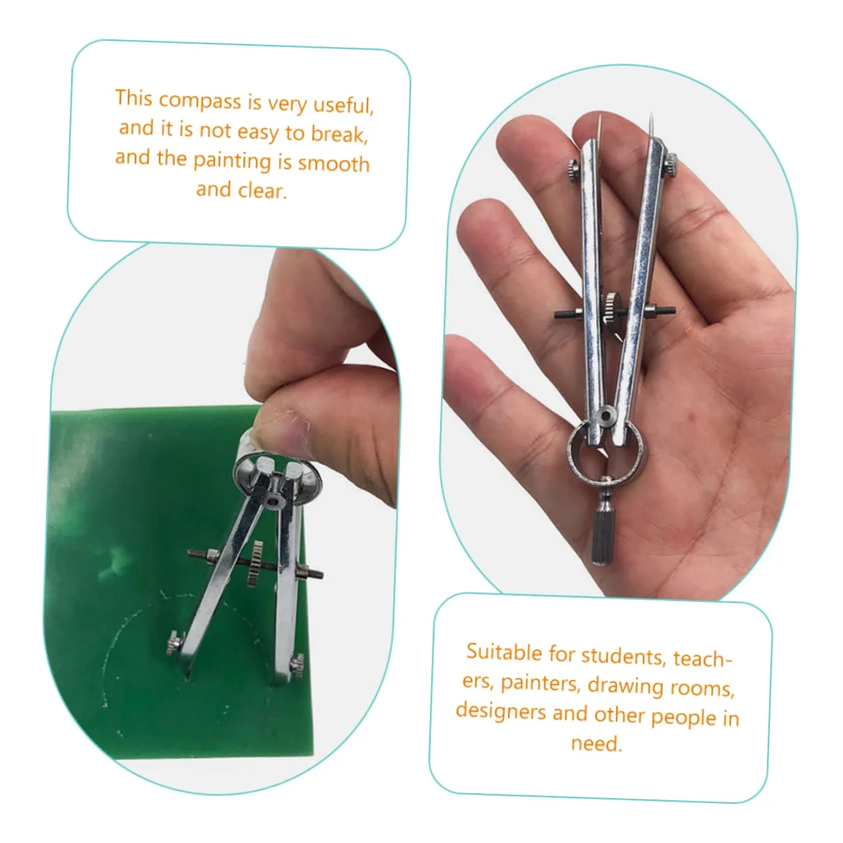 NUOBESTY 4 Pz Bussole Compasso Geometrico Strumento Di Disegno Del Cerchio Bussola Per La Matematica Compasso a Matita Acciaio Inossidabile Maggiore Alunno Materiale Scolastico