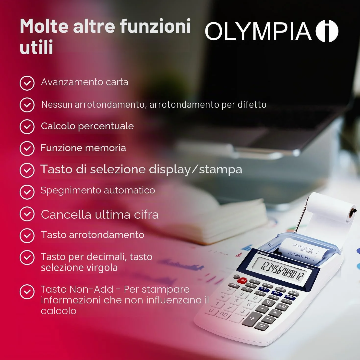 Olympia 942915039 Calcolatrice da Tavolo, bianco