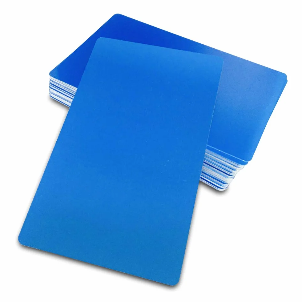 Biglietti da visita in alluminio 0,45 mm 3,4 x 2,33 cm per incisione laser blu