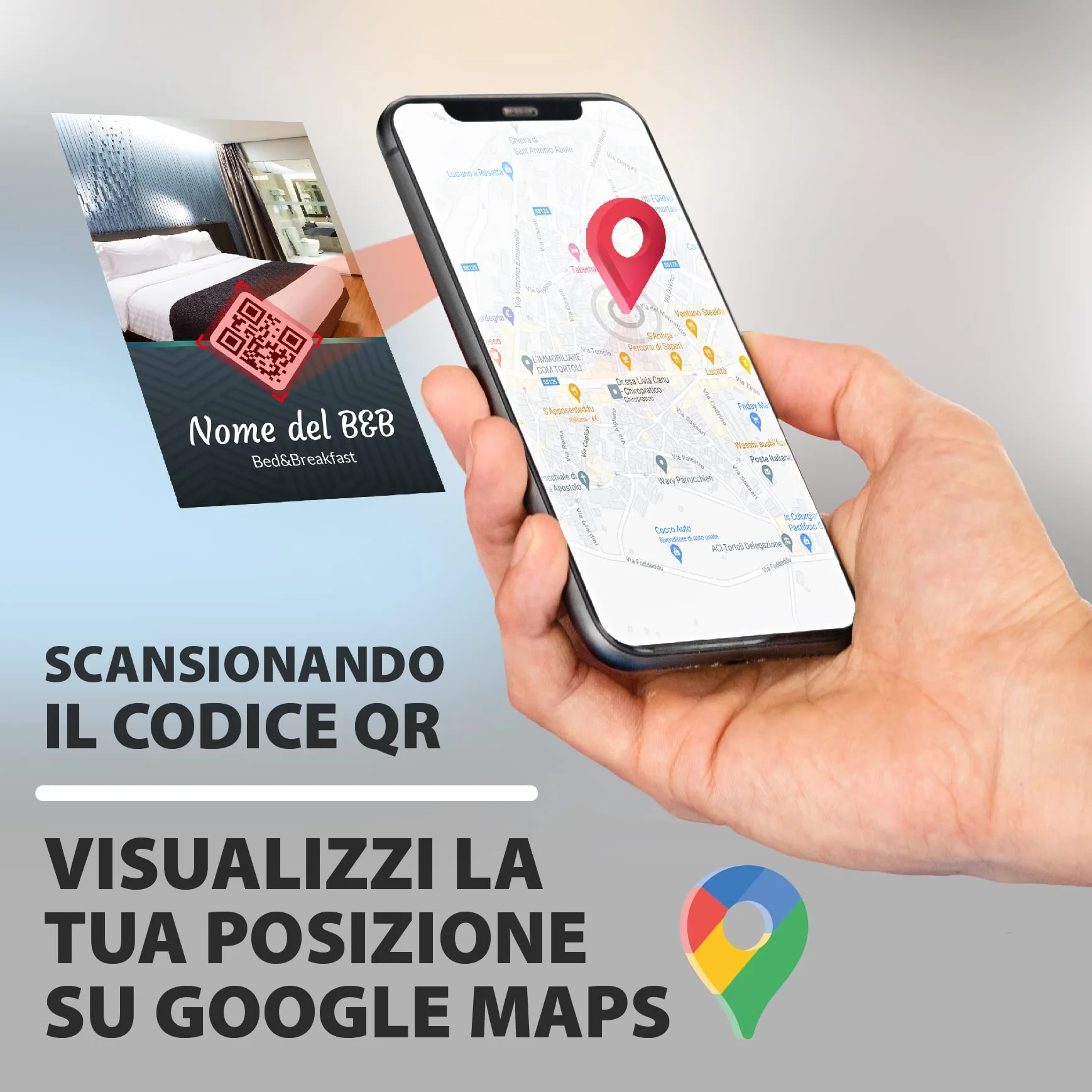 Biglietti da Visita personalizzabili Fronte Retro - Con codice QR - Maps - Personalizzabili Online - Bed & Breakfast - Hotel - Affittacamere (100)