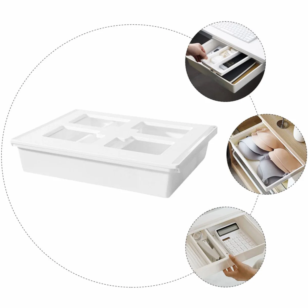 Lurrose Scatola Porta Oggetti in Plastica Resistente Organizzatore per Sotto la Scrivania Salvaspazio per Cancelleria Strumenti e Altri Articoli