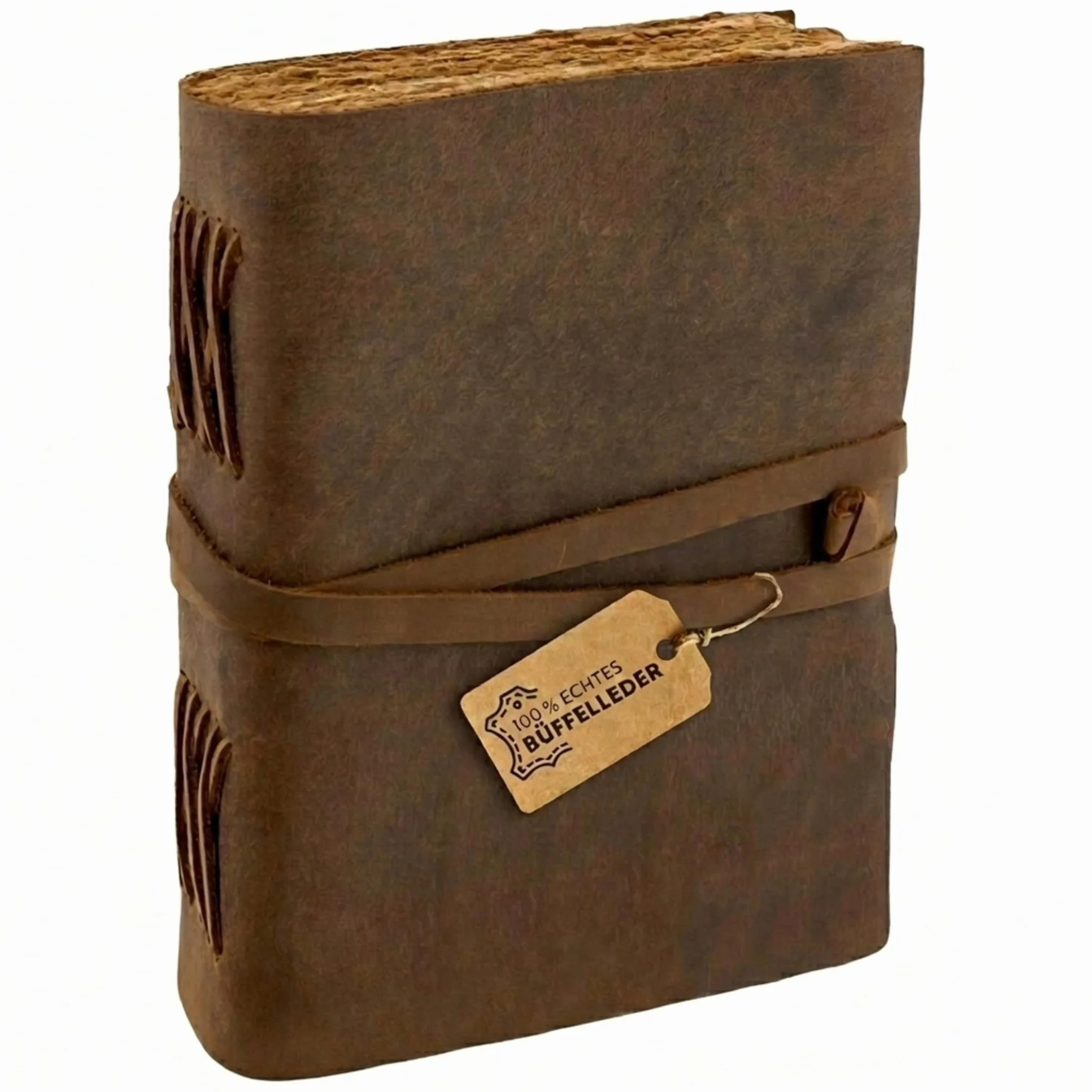 moonster Diario in Pelle Vintage, 240 Pagine in Cotone Tree Free Bordi Grezzi, Libro delle Ombre Deckle Edge Journal, Diario Vintage Artigianale, Agenda Bianca 20x15cm
