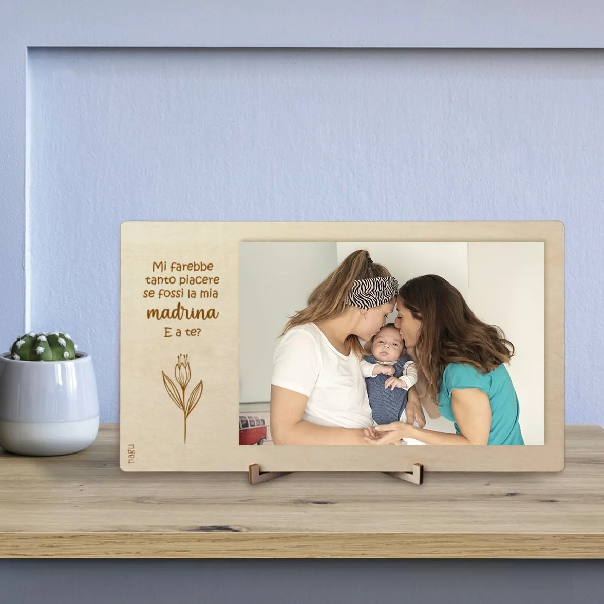 Nagu Cornice Portafoto in Legno 10x15 cm Regali Personalizzati Ricordi Battesimo Neonato