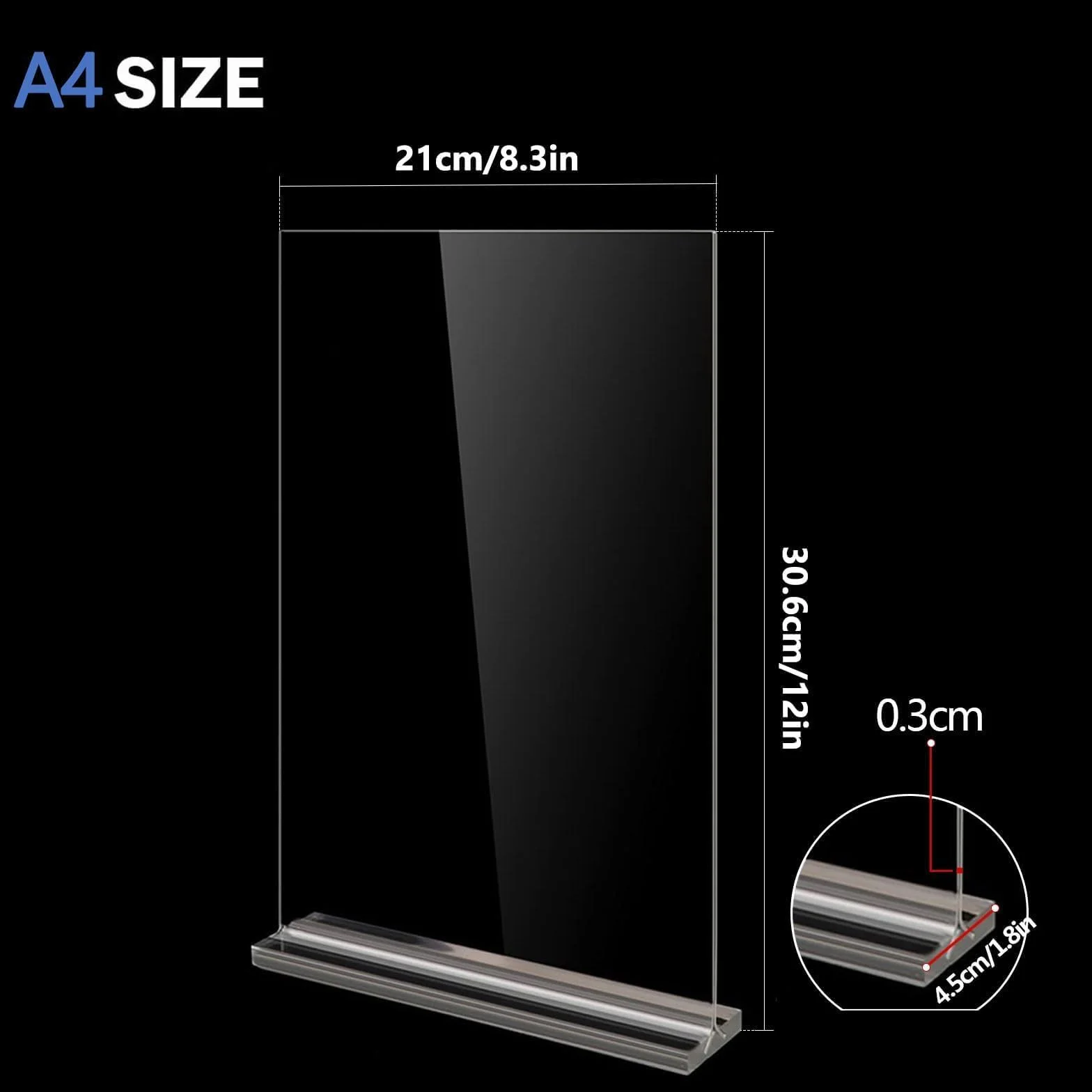 Flow fire Set di 2 Espositore Plexiglass A4, Espositore Pubblicitario Forma di T, Acrilico Trasparente Cavalletto da Tavolo, Supporto per Menu