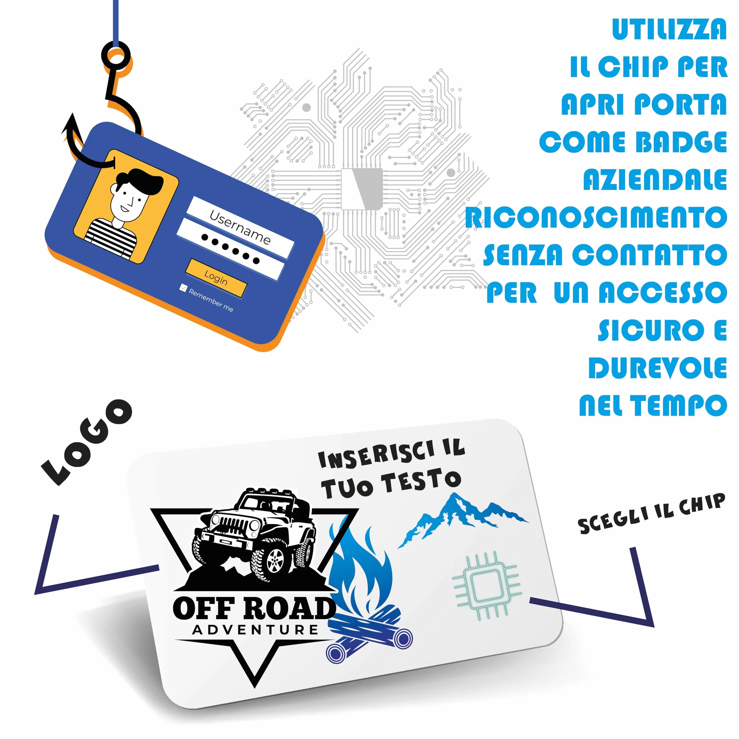 Tessere in PVC RFID Personalizzate (da 50 a 5000 pezzi), Badge con Logo e Testo, Stampa Fronte Retro con Antenna RFID, Card Contactless per Accesso, Aziende, Eventi e Hotel