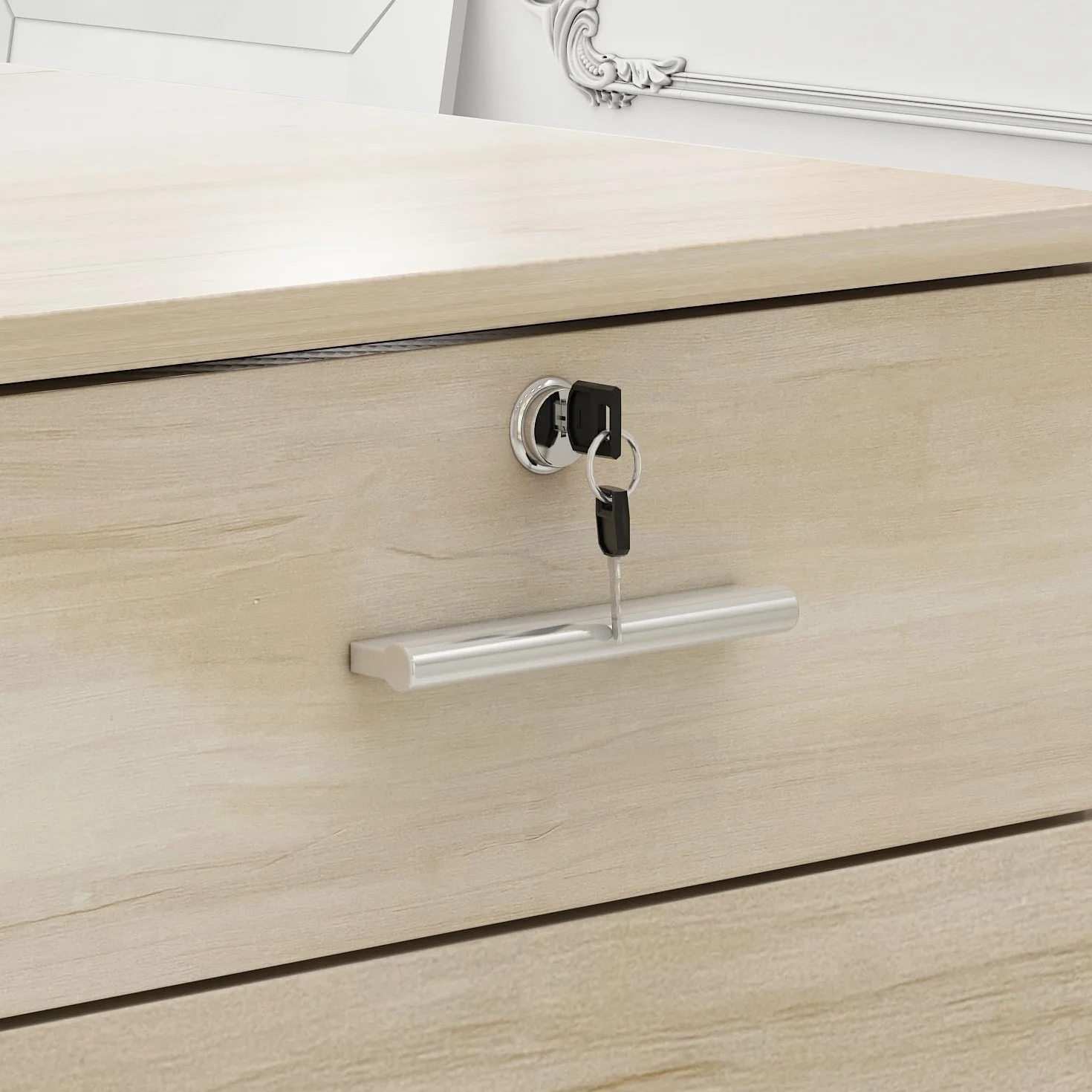 bancone reception, mobile da ufficio in legno e bianco, 140 x 60