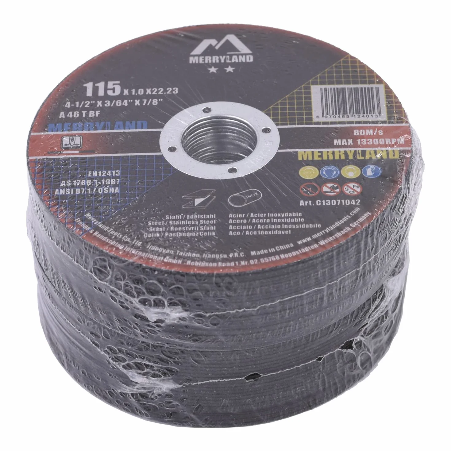 Merryland Dischi da Taglio 115 Ferro Metallo Acciaio INOX per Smerigliatrice Angolare, 115 x 1,0 mm, 50 Pezzi