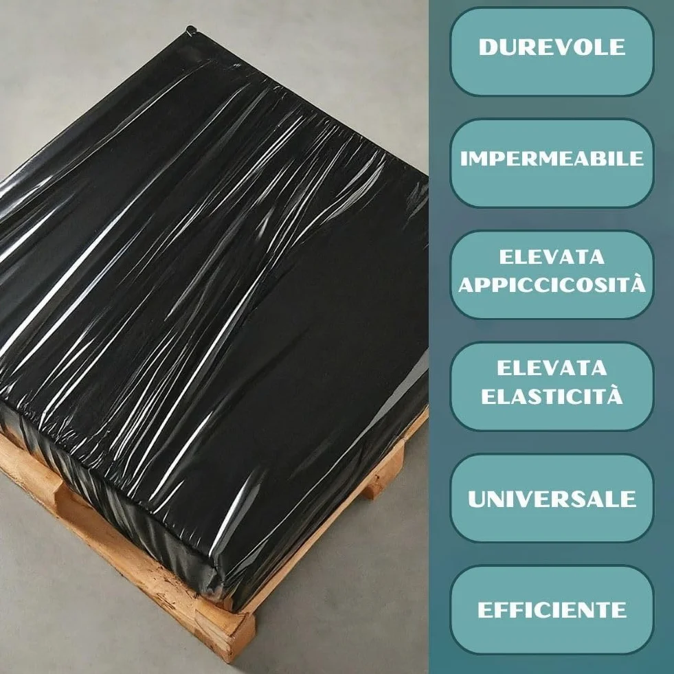 RAGO® Film estensibile imballaggio nero 130m 7,5×7,5×40 cm Pellicola elastica