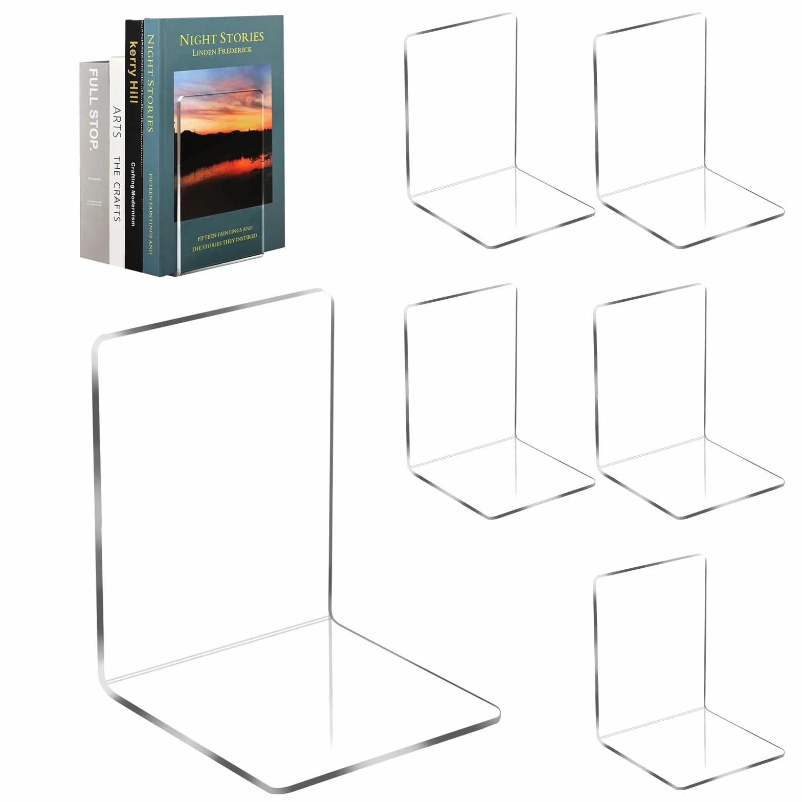 Supporto per libri in acrilico trasparente 6 pezzi con tappetini antiscivolo 13x10x10 cm