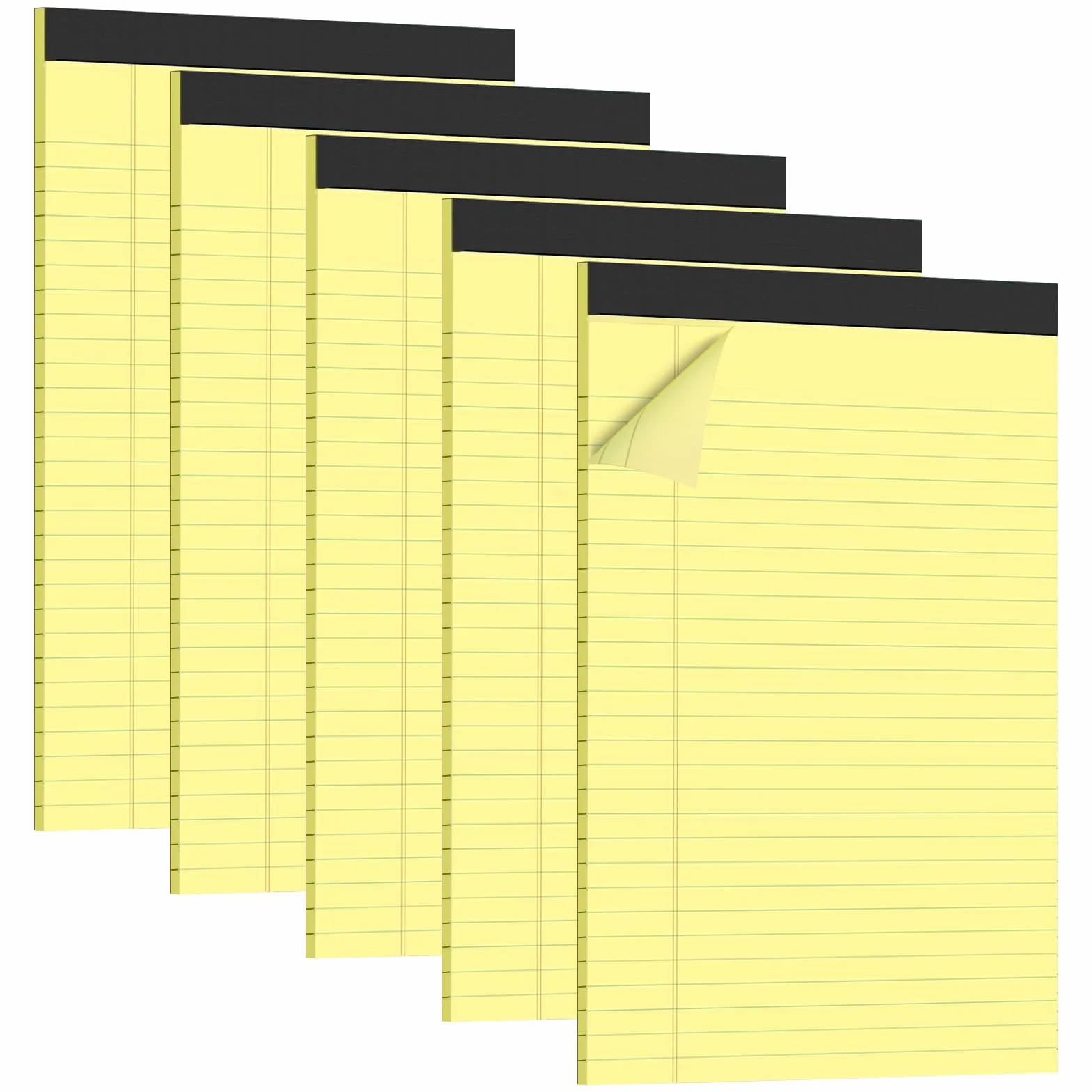 Blocchi Legali Gialli A4 5 Pezzi, 30 Fogli per Blocco, Righe 0,8 mm, Perforati, Strappabili 29,2 x 21 cm
