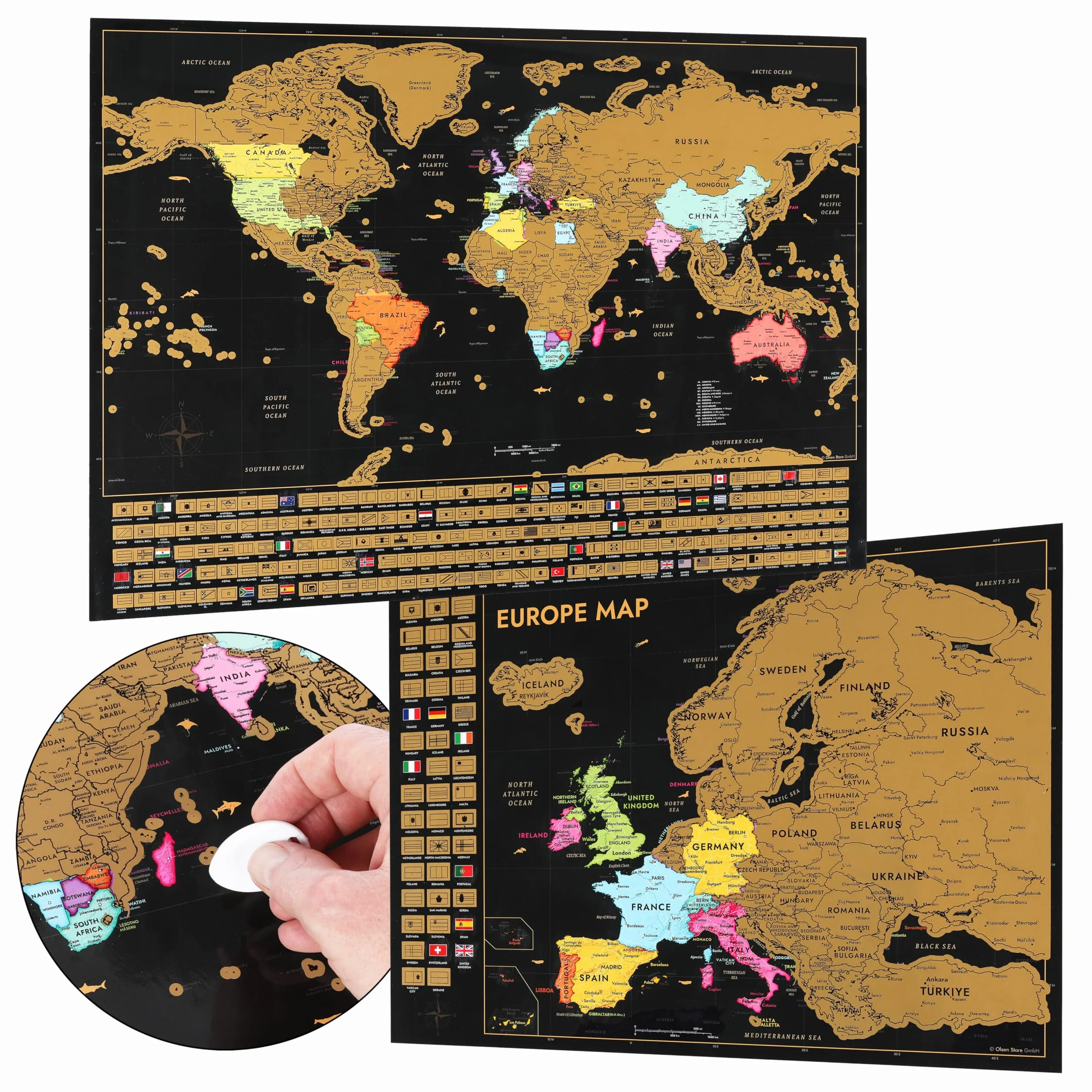 Mappa del mondo da grattare 61 x 43 cm poster da parete regalo per viaggiatori