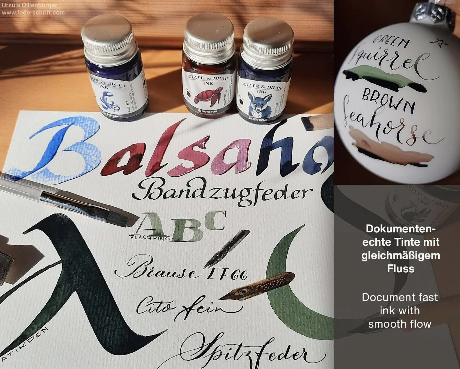 Octopus Write and Draw Ink Set, inchiostro impermeabile per scrittura e disegno, inchiostro per calligrafia, inchiostro da illustrazione per penna stilografica, 38x10ml