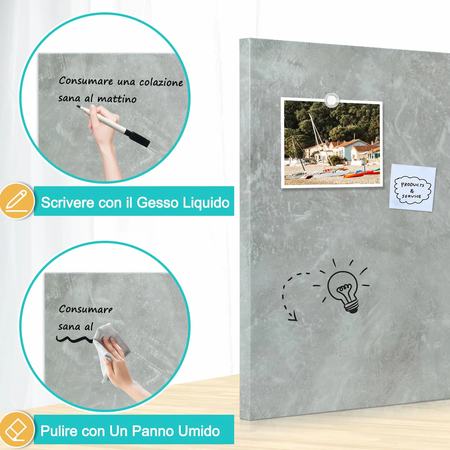 DOLLAR BOSS Lavagna magnetica, lavagna magnetica 50 x 70 cm per la parete, Memoboard lavagna magnetica stampata con 6 magneti, 2 penne