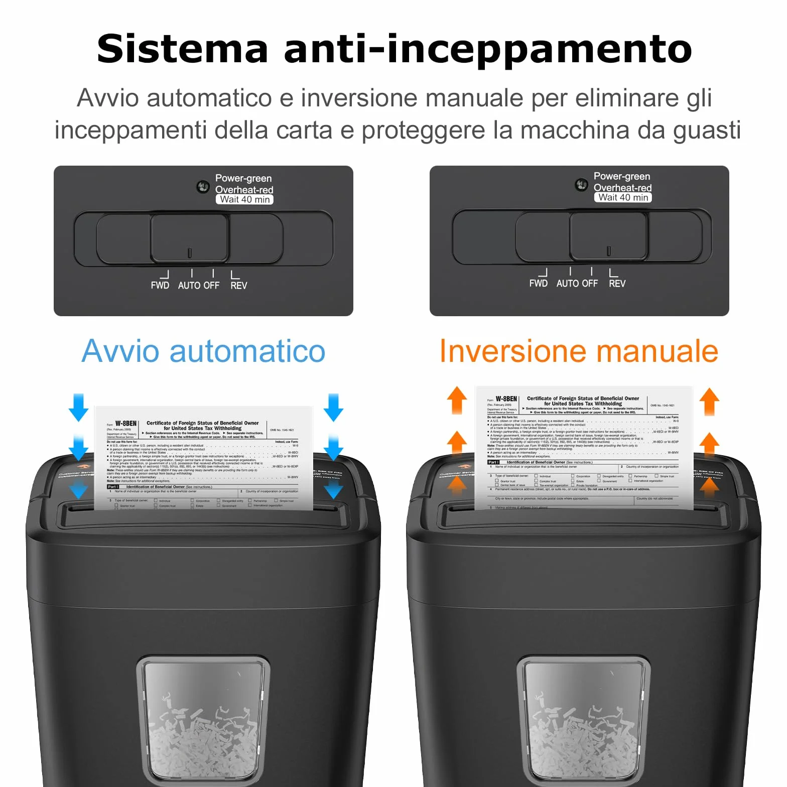 Bonsaii Distruggi Documenti 8 Fogli, Tritacarte per Casa e Ufficio, Livello di Sicurezza P-4, Taglio a Croce 5×14mm, Carte di Credito, Graffette, Protezione Surriscaldamento, Cestino 16L, C261-C