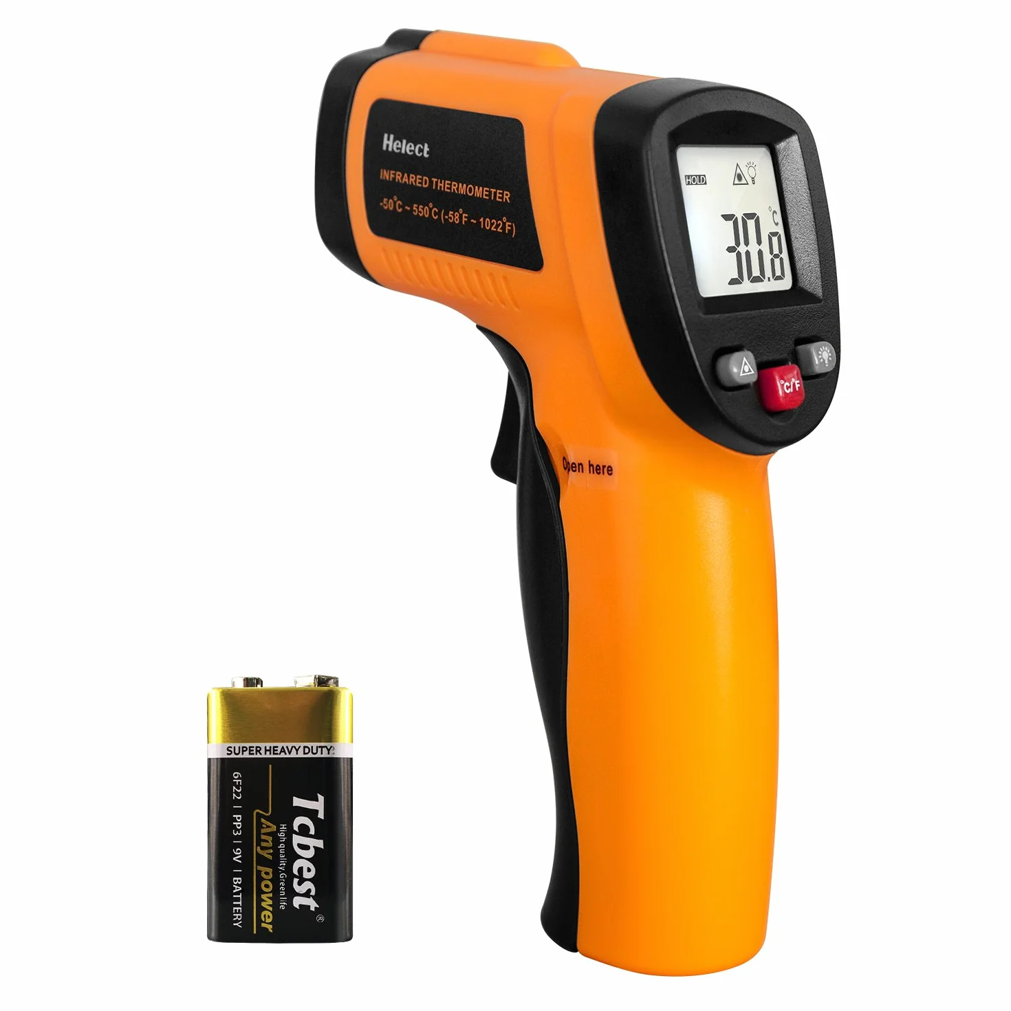 Termometro a infrarossi digitale laser -50 °C a 550 °C con retroilluminazione LCD