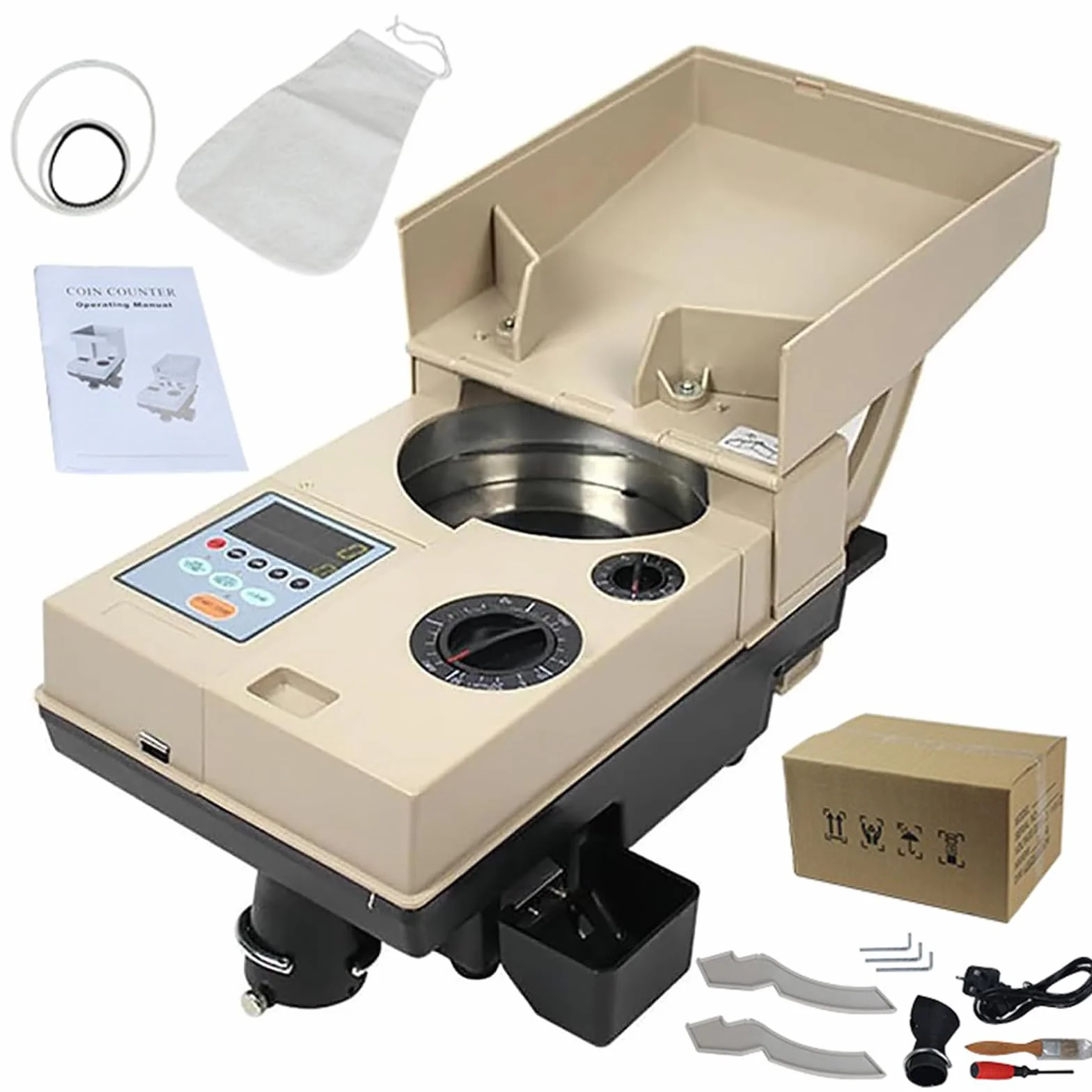 Contamonete,Contamonete elettroniche,Robusta contamonete per il conteggio continuo di volumi elevati di monete,Contamonete Portatile,per supermercati,Sale da Gioco