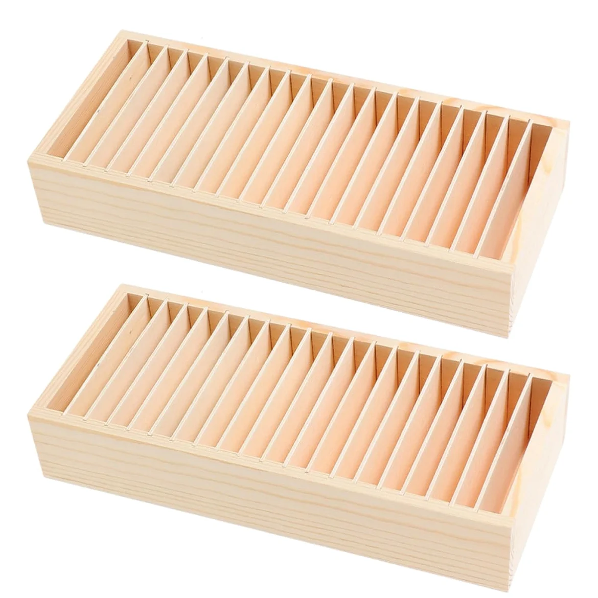 Scatola Porta Biglietti da Visita 2 Pezzi Design Multi-scomparto e Struttura Staccabile in Legno Beige per Organizzazione Versatile a Casa e Ufficio