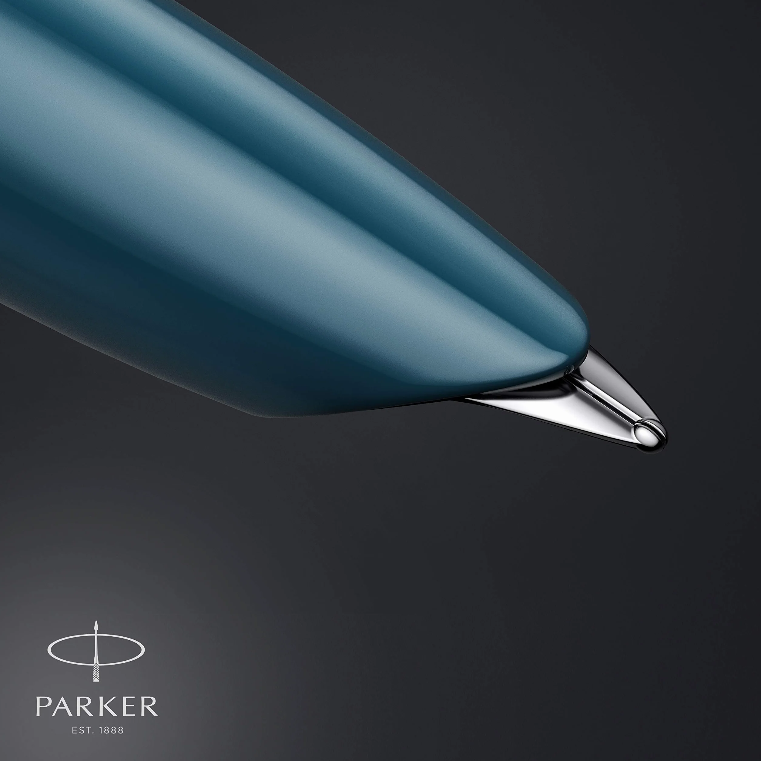 Parker 51 penna stilografica | Corpo blu foglia di tè con finiture cromate | Punta media con ricarica di inchiostro nero | Confezione regalo