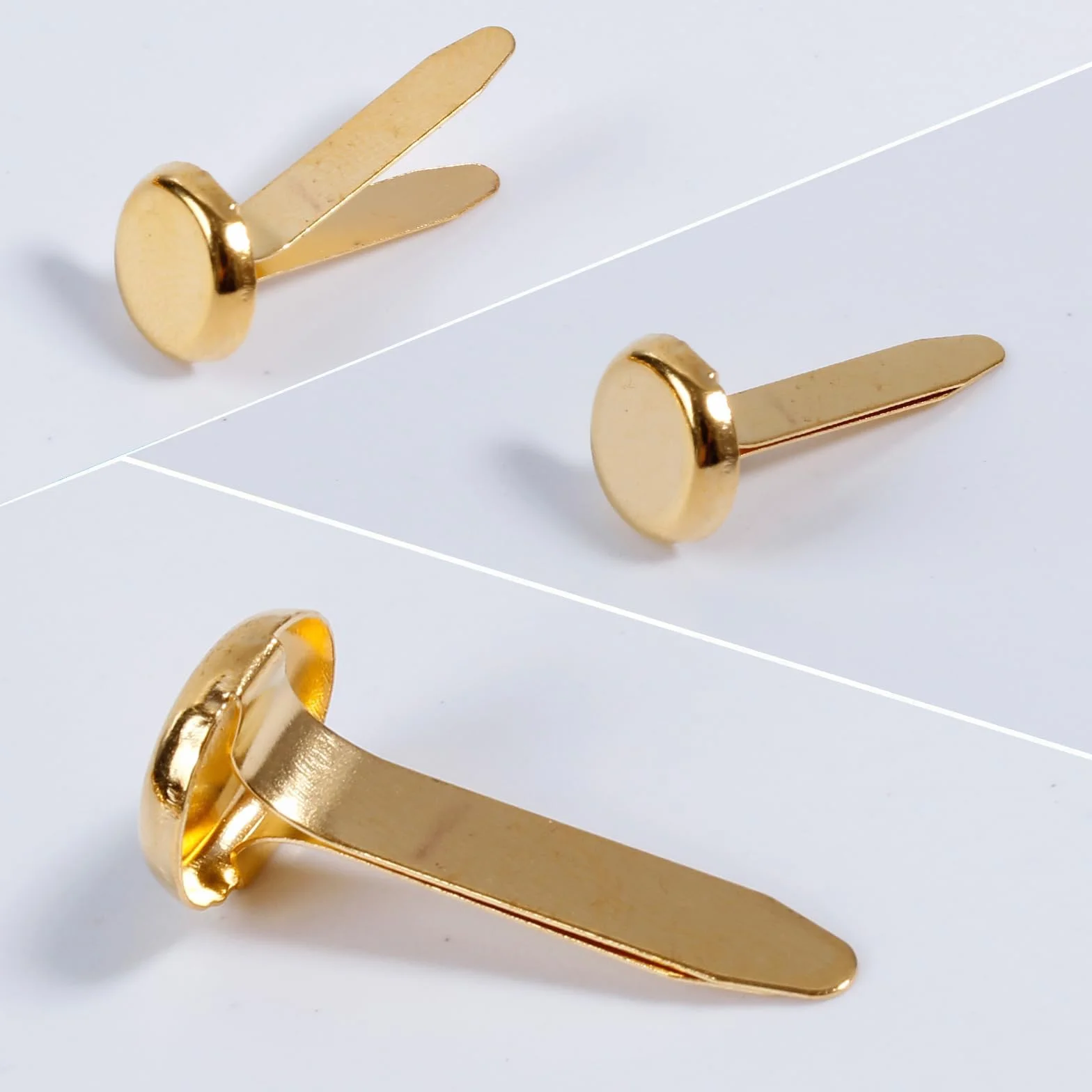 Fermacampioni Ottonati 200 Pezzi, Clip in Metallo A Testa Tonda per Carta Scrapbooking