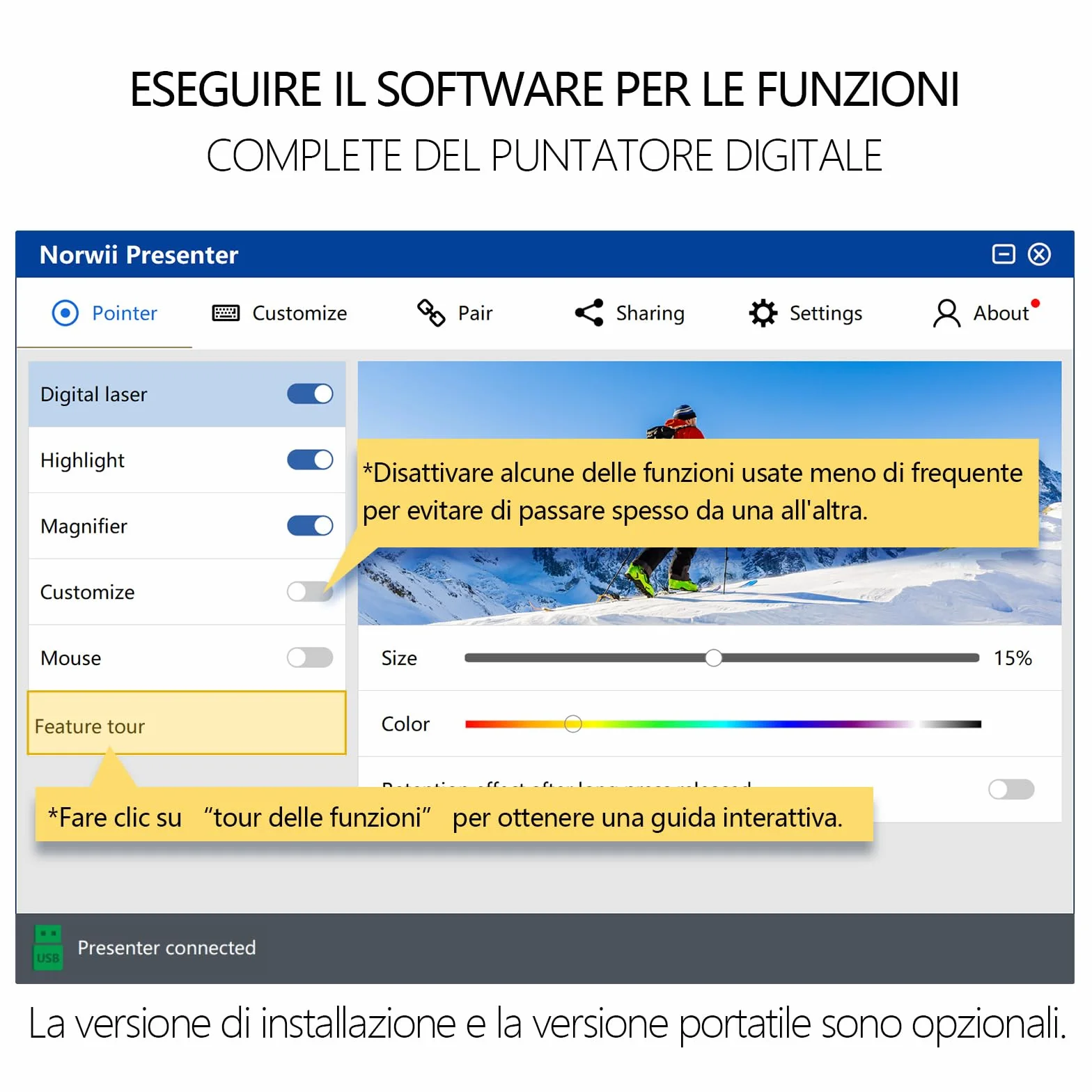 Norwii N97s - Clicker per presentazioni PowerPoint, PowerPoint Clicker, Presentazione Rremota, Bluetooth Wireless Presenter, Puntatore digitale per schermo TV