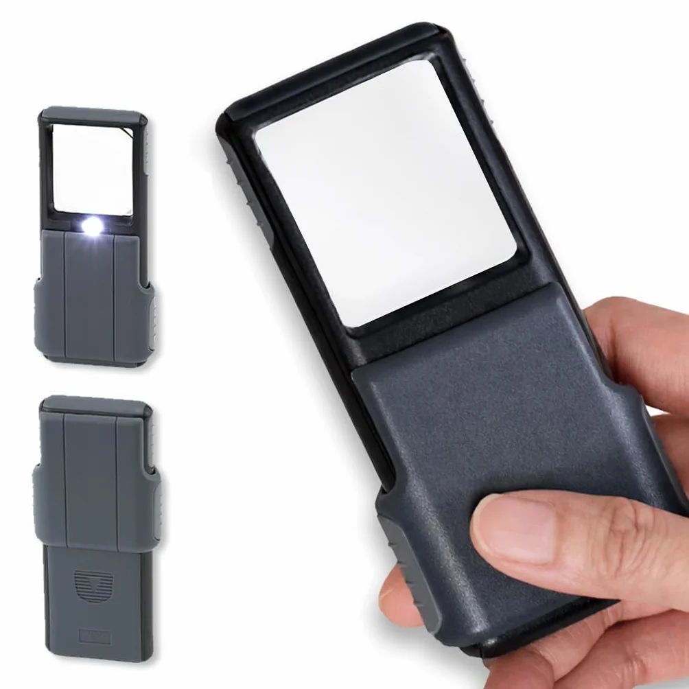 Carson MiniBrite 5x Lente d'Ingrandimento Tascabile con Luce LED Integrata e Custodia Scorrevole PO-55