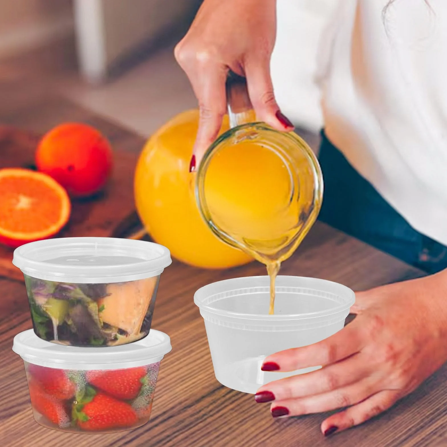 Kleemeiero 30 szt. Pojemniki Plastikowe z Pokrywką 360ML Przezroczyste Hermetyczne do Żywności