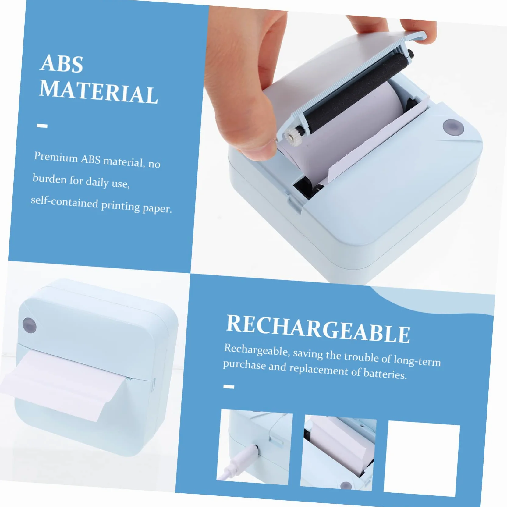 Stampante Etichette Portatile 200dpi Set 1 Abs Wireless per Ufficio | Ricaricabile 1000mah, Micro-usb Dc5v/1a, Supporto Lingue Multiple e Stampa Personalizzata