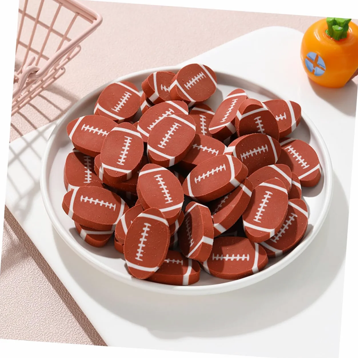 100 Gomme da Cancellare a Forma di Rugby in Tpr Marrone, Resistenti All'usura Design Creativo e Adorabile, per Studenti e Giochi su Tavolo Studio