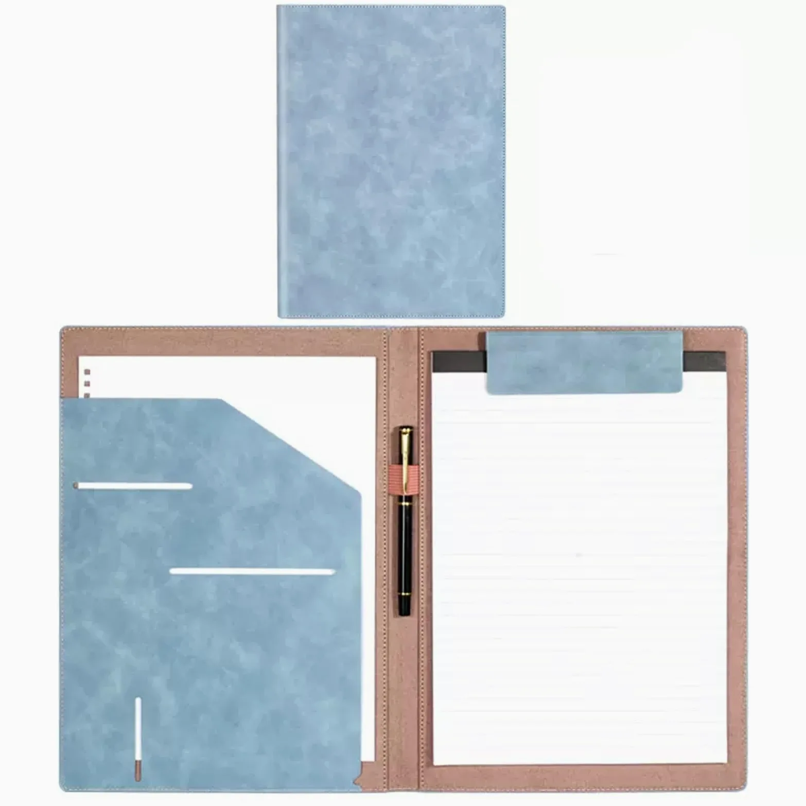 Cartelle Documenti Cartella semplice Cartella espositiva multifunzionale in pelle da lavoro con inserto for penna Libro magnetico for la firma del contratto 2 pezzi Cartelle Documenti ( Color : Blauw