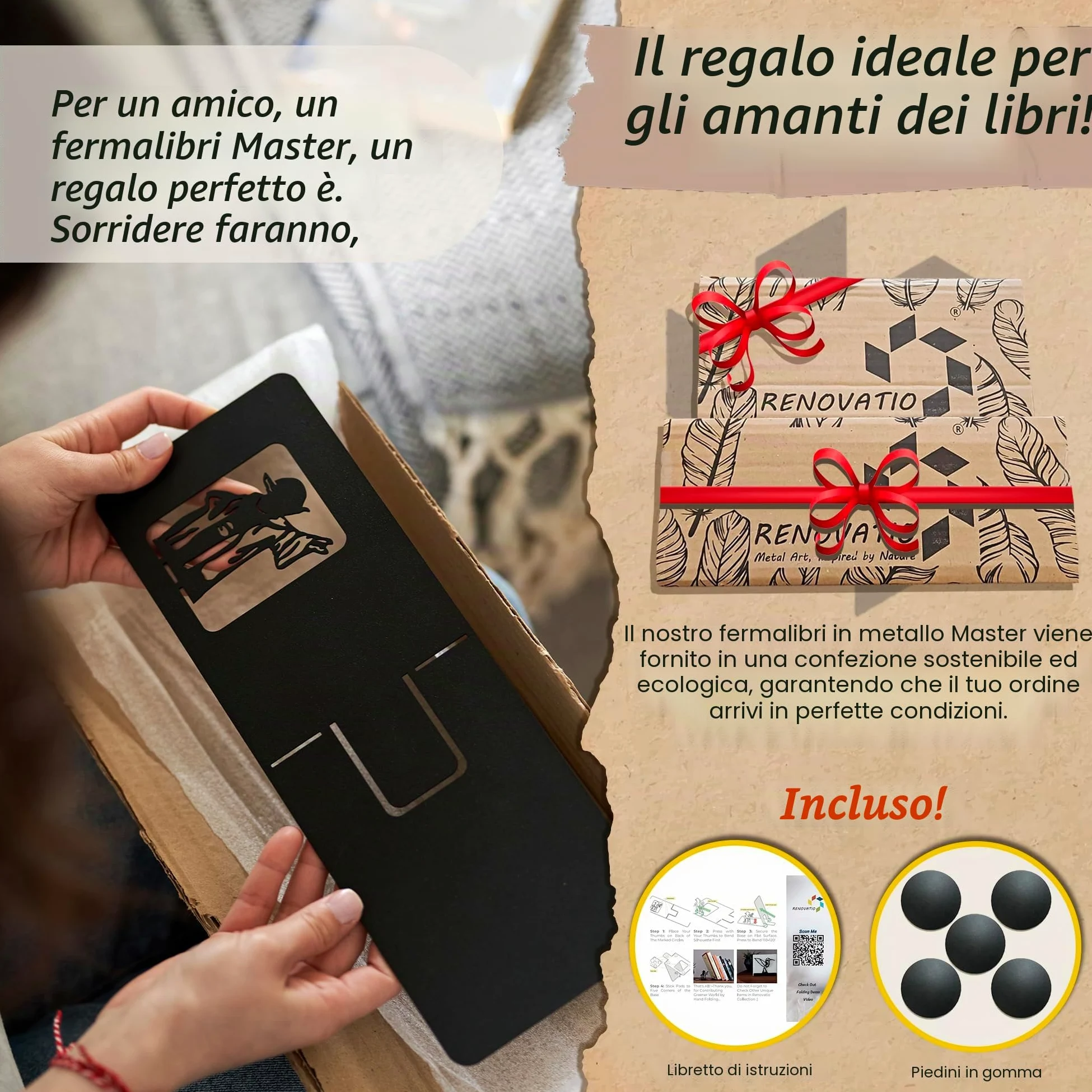 Renovatio Fermalibri in metallo nero, carino, unico, decorazione da nerd per casa, ufficio e cameretta dei bambini, resistente, antiscivolo, minimal, per mensole, motivo maestro