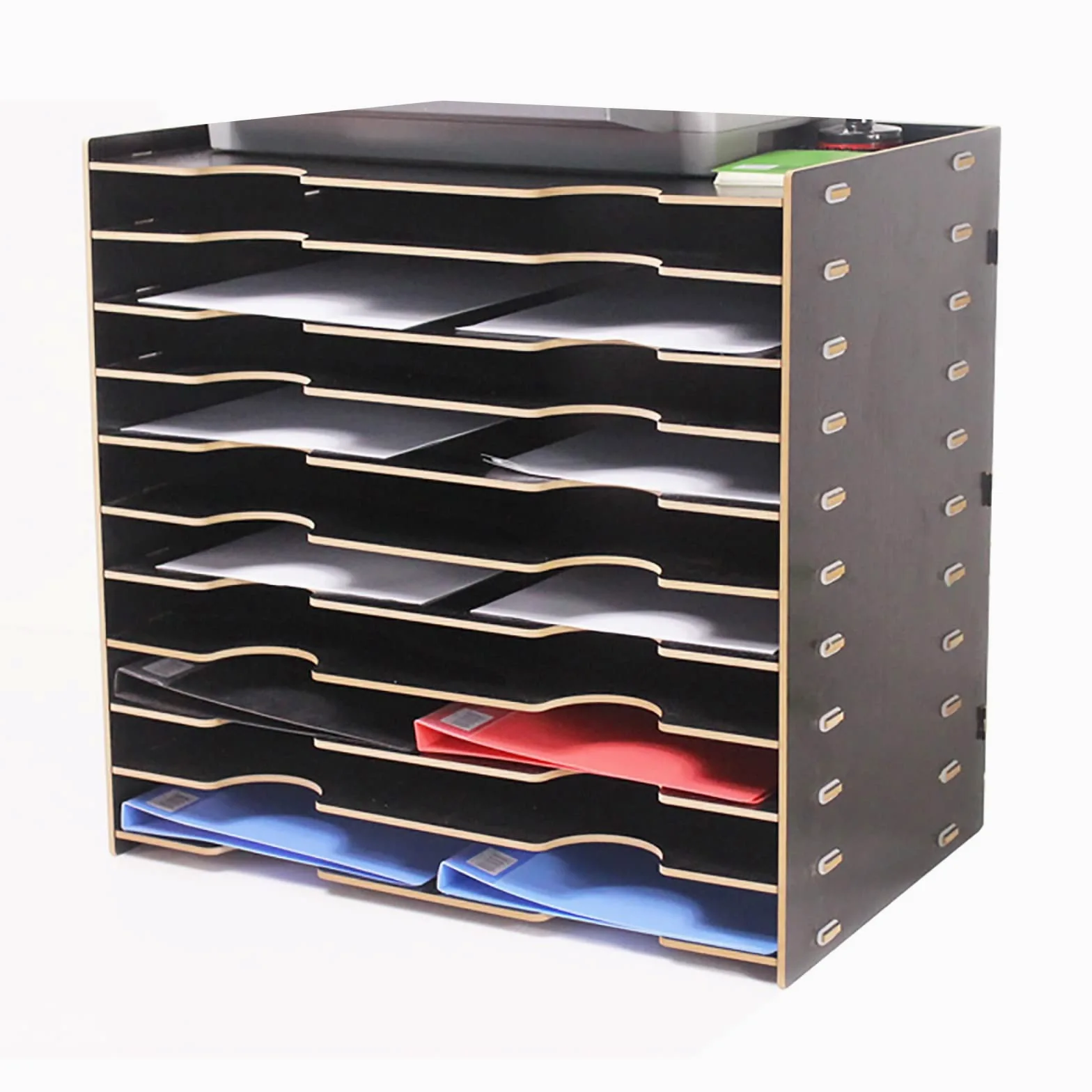 Vassoio Organizer da scrivania in Legno, Vassoio per Fogli Formato A3, impilabile per organizzare la scrivania e Mantenere l'ordine in casa o in Ufficio.