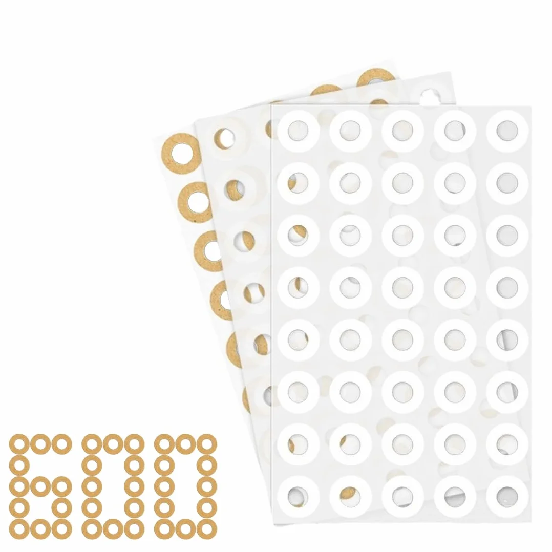 Etichette Rinforzo Autoadesive Salvabuchi 600 Pcs Resistenti Agli Strappi per Riparare o Decorare Un Libro a Fogli Mobili