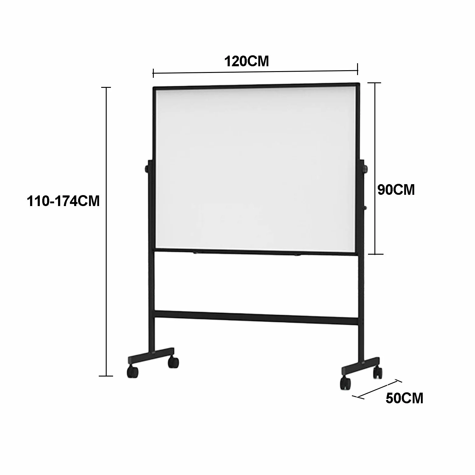 Lavagna Bianca Mobile bifacciale Magnetica Grande Lavagna cancellabile a Secco 90X120cm Altezza Regolabile 360° Girevole, per casa Ufficio Scuola