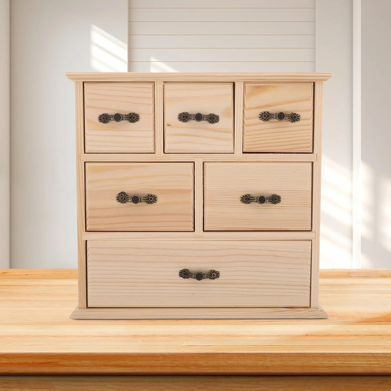 Organizer Scrivania in Legno con Porta Cancelleria e Documenti Cassettiera da Scrivania in Legno Naturale per Ufficio e Casa Scatola Portaoggetti Compatta