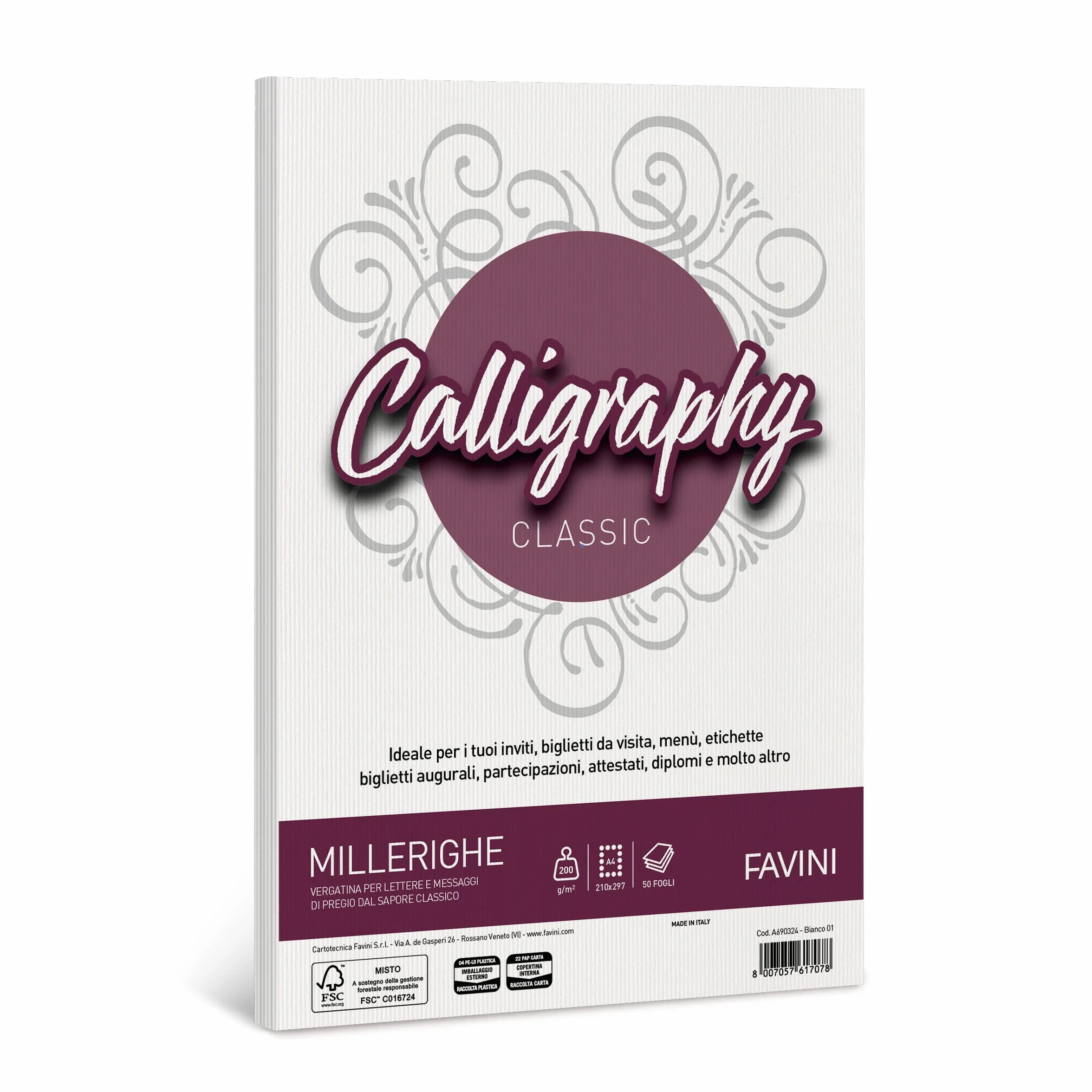 Favini A690324 Carta Calligraphy Millerighe Rigato 50 Pezzi