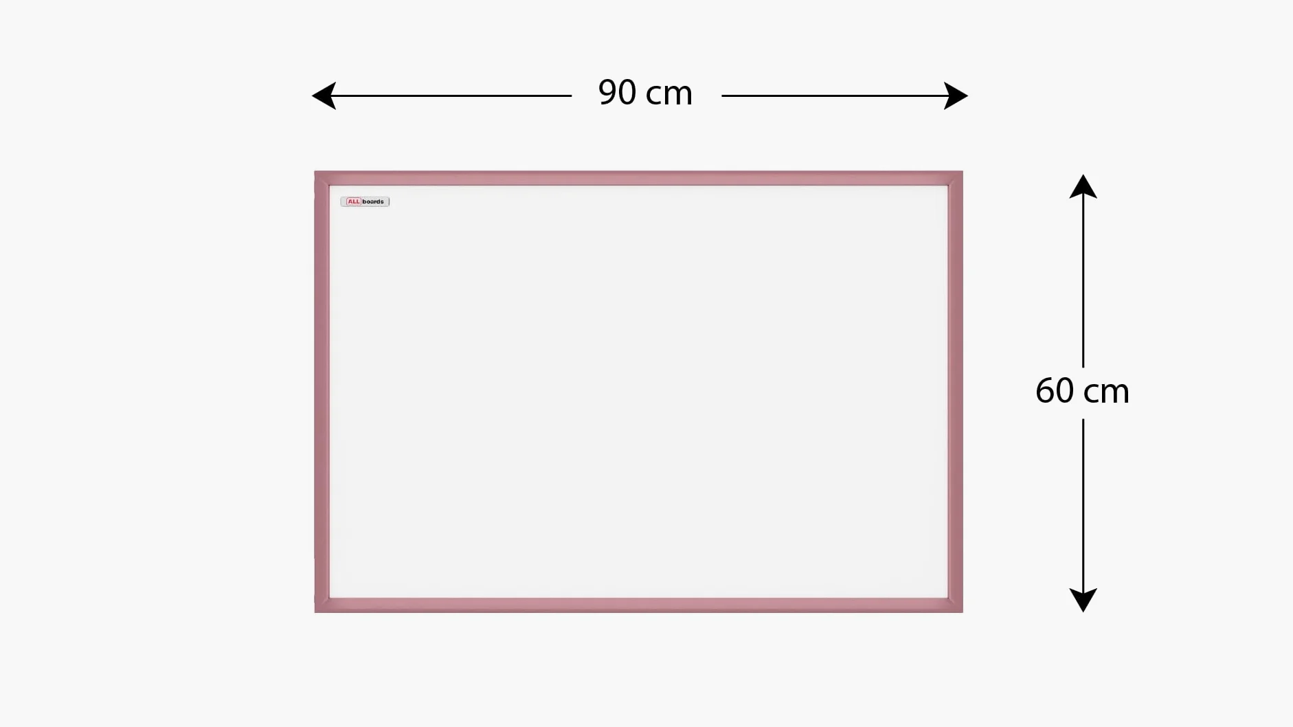 ALLboards Lavagna Magnetica Cancellabile a Secco Bianca con Cornice Rosa in Legno 90×60 cm