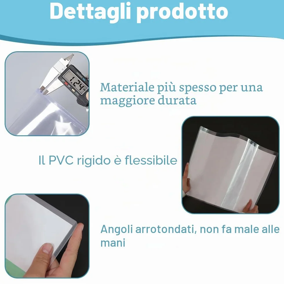 Copertine per Raccoglitori PVC, Confezione da 10 pezzi Custodia Rigida Tipo A3, Raccoglitore per presentazioni, Copertina per Fogli di Protezione, PVC Copertura, Trasparente, Finitura Lucida