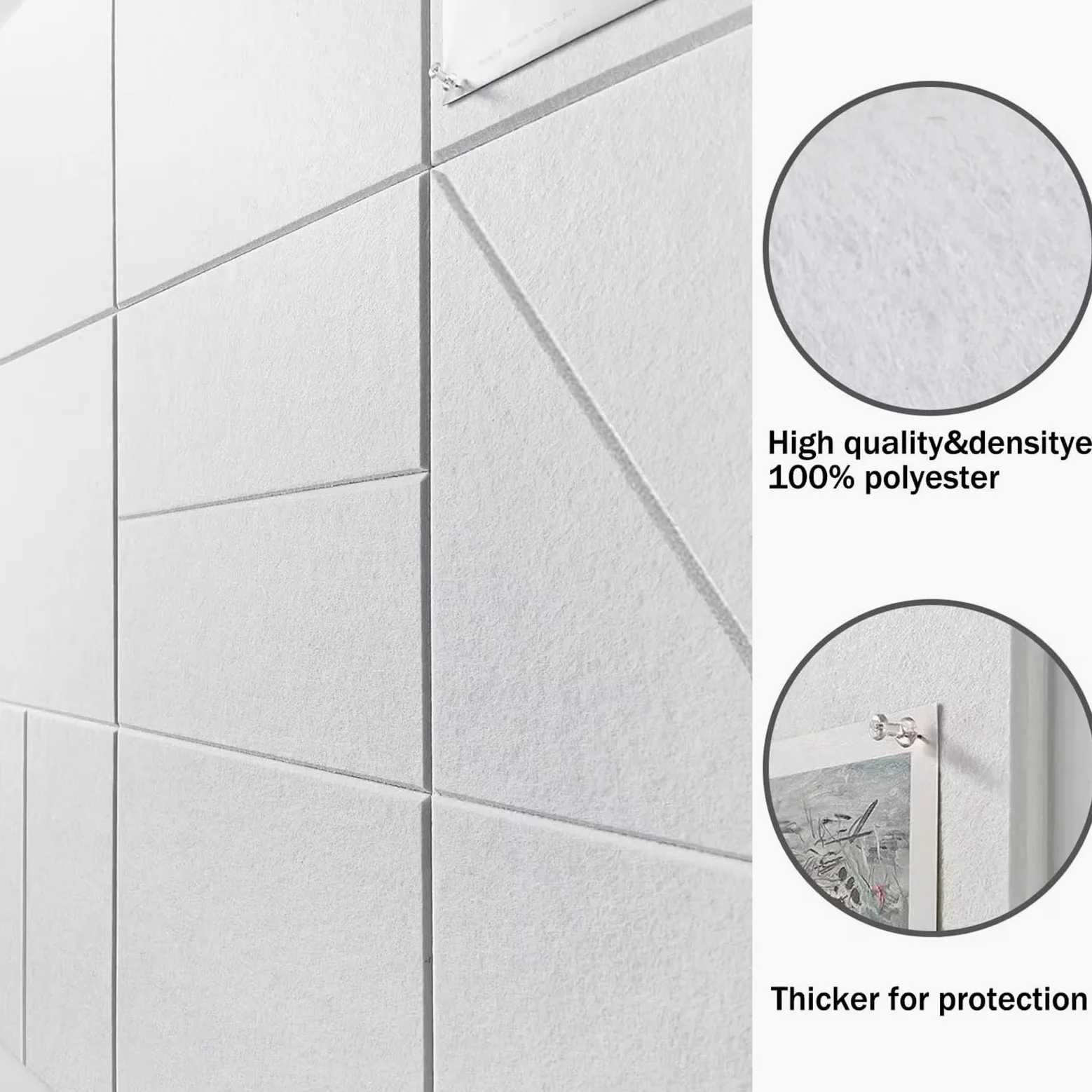 Bacheca decorativa in feltro, autoadesiva, 120 x 90 cm, in feltro, spessore 0,9 cm, pieghevole, per ufficio, cucina, grigio cemento