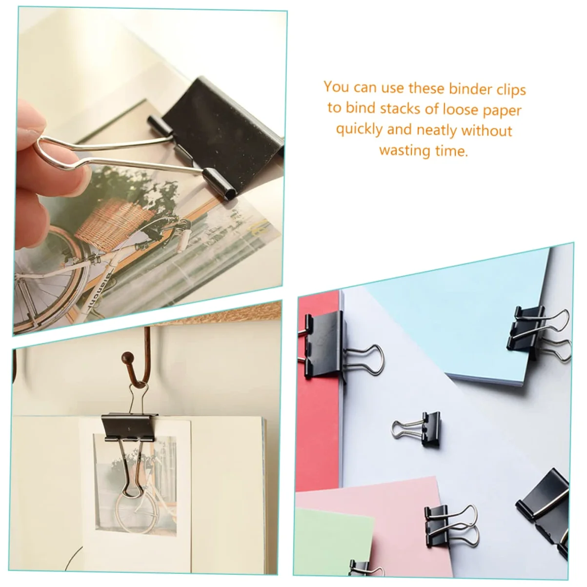 Clip Fermagli per Raccoglitori Aziendali Neri 36 Pezzi in Ferro | Cancelleria Scolastica, Back To School Party, Graffette per Documenti, Office Binder Clips