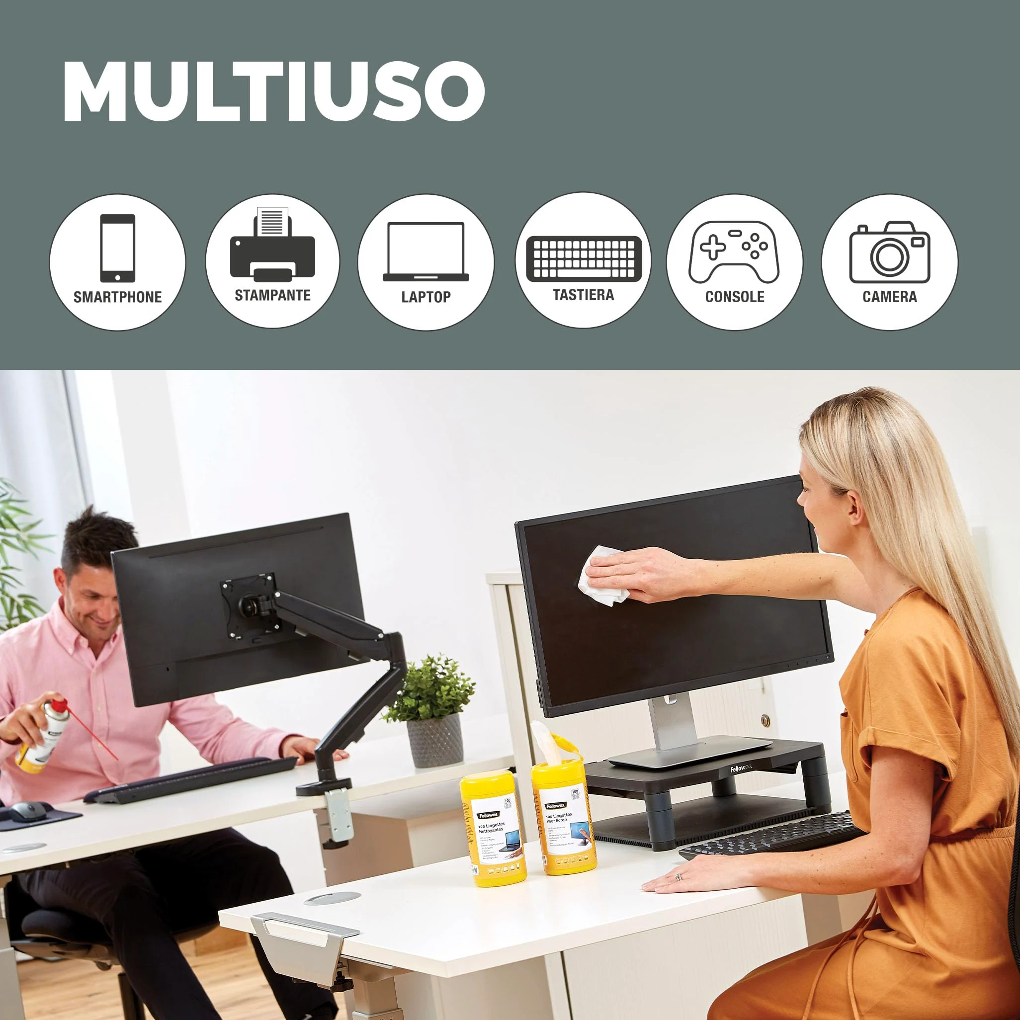 Fellowes Confezione da 6 bombolette di aria compressa – 350 ml, senza HFC – Pulitore antipolvere per PC, tastiera, stampanti, fotocopiatrici e dispositivi elettronici – Casa e ufficio