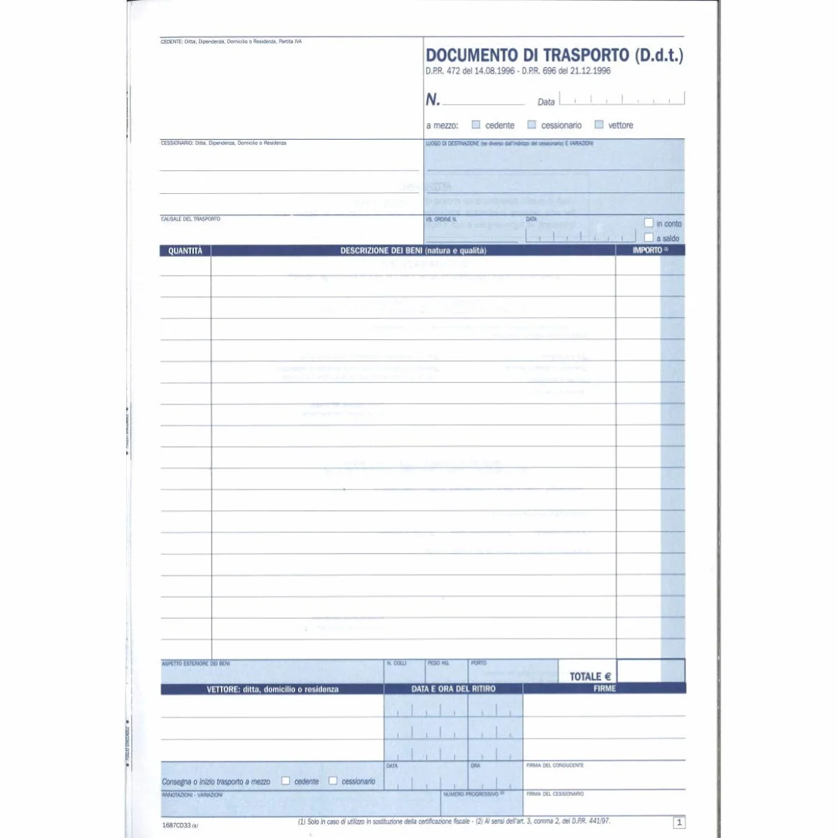 Documento di Trasporto DDT Duplice Copia A5 5 Pezzi