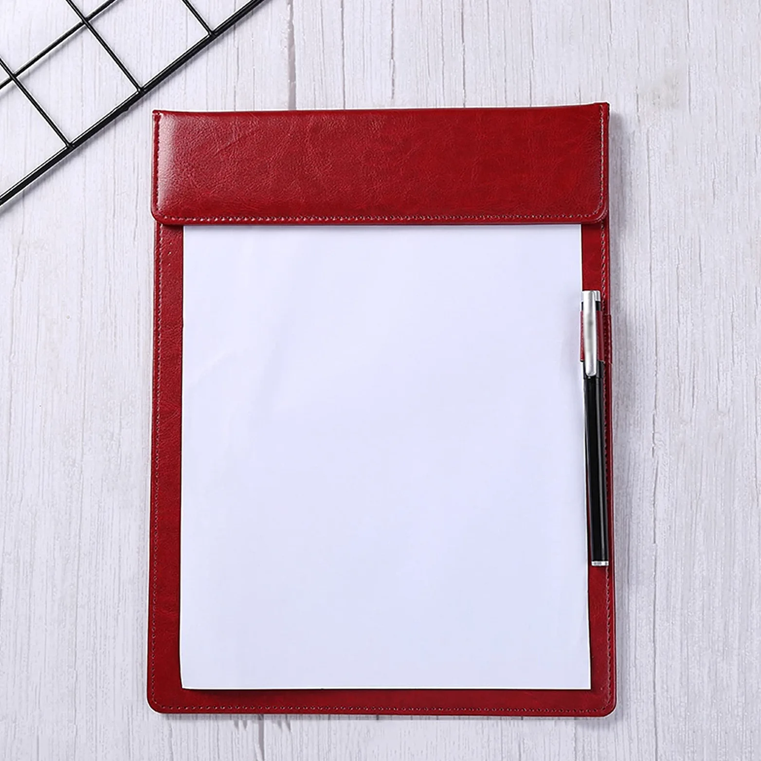 Liudan Portablocco 5 Confezioni A4 Scrittura Scheda Clip Clip Clip in Pelle Multicolor Folder Business firmando Scheda di Scrittura con Inserti a Penna (Rosso/Nero/borown) Clipboard Portablocco