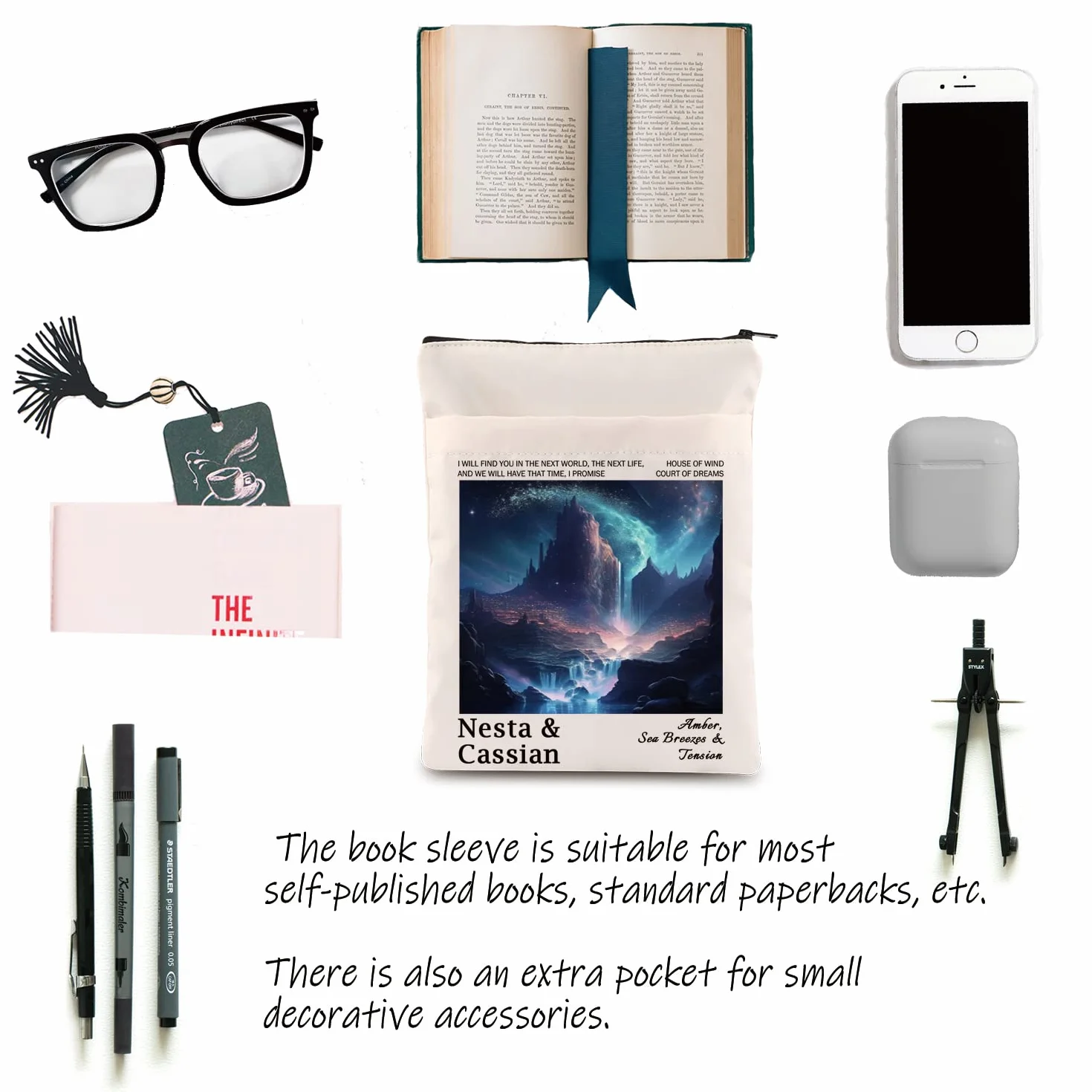 ACOTAR Bookish Gift Court Night Court Crescent City Reader Sleeve SJM Regalo House of Wind Reading Gift