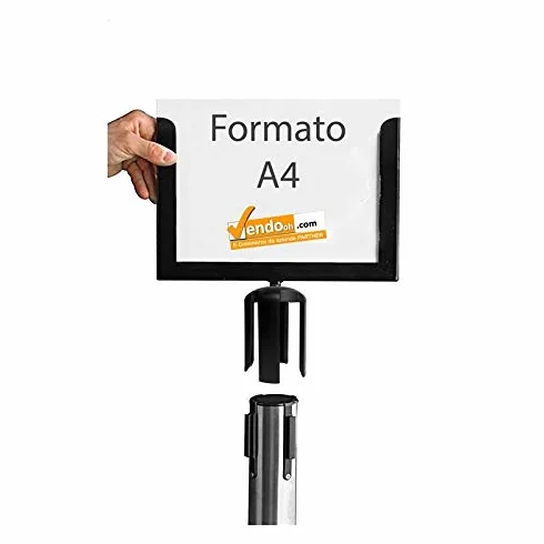 PORTA COMUNICAZIONI CARTELLO FORMATO A4 PER COLONNINA DELIMITA AREA SEGNA SPAZIO - Nero, Orizzontale