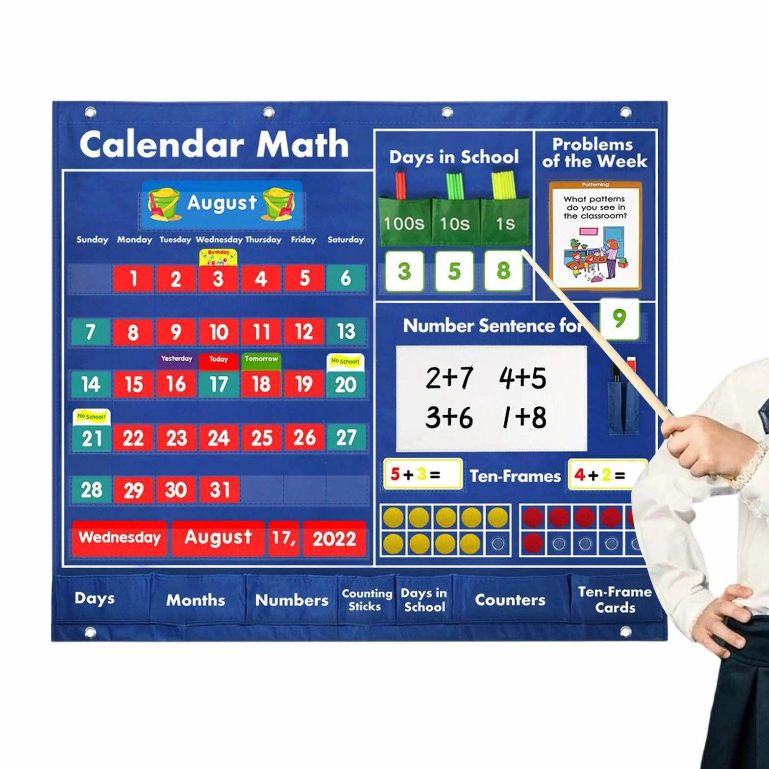 Calendario Con Tasche Per La Classe Attività Con Materiali Modulari | Materiali Didattici Con Tabellone A Tasche Per Bambino Bambina Insegnante Genitore Festa Classe Casa Scuola Materna Scuola