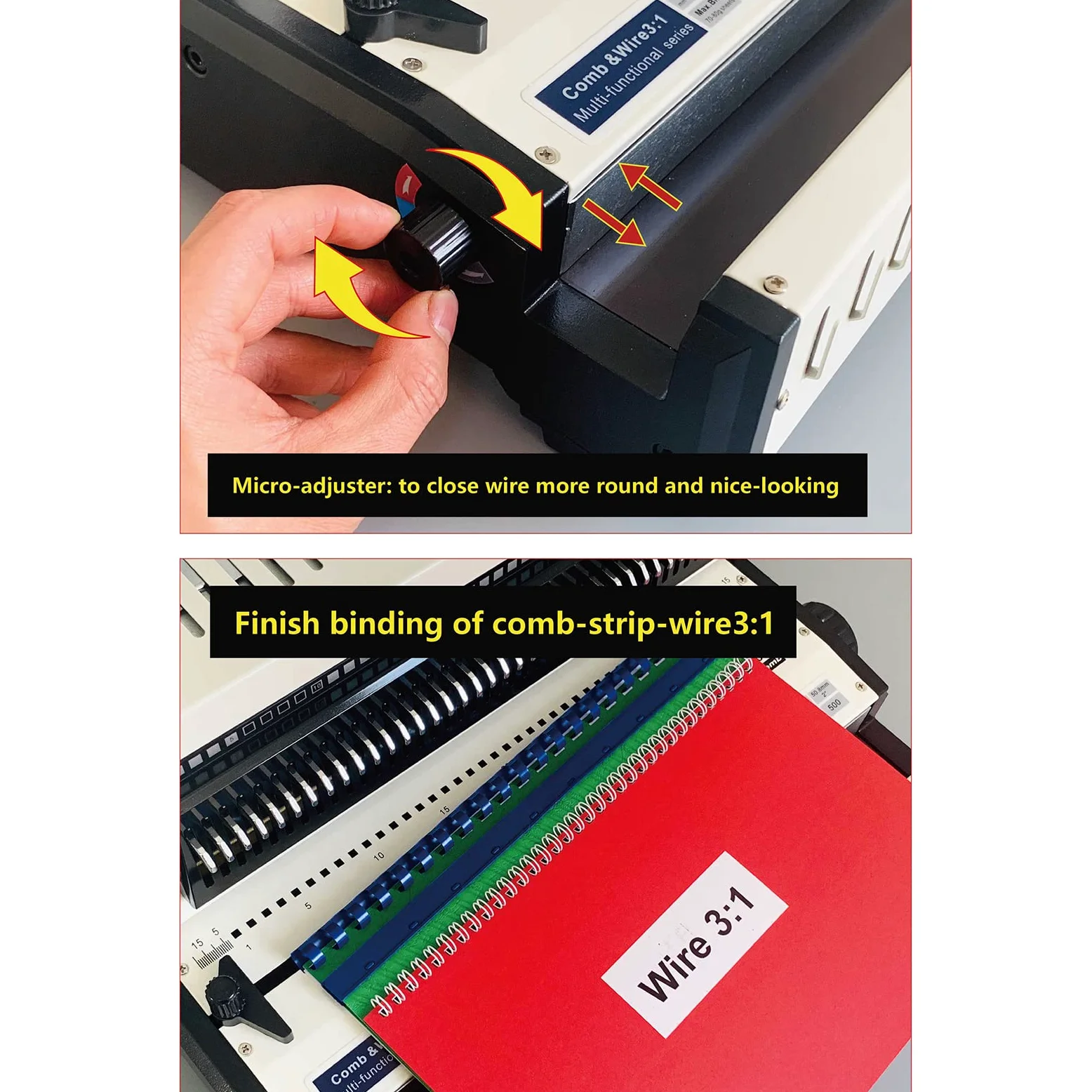 Accessori per Ufficio, rilegatrice Grembiule Multifunzionale e rilegatrice ad Anelli in Ferro Punzonatrice e rilegatrice a Clip 3 in 1 per Documenti da Ufficio