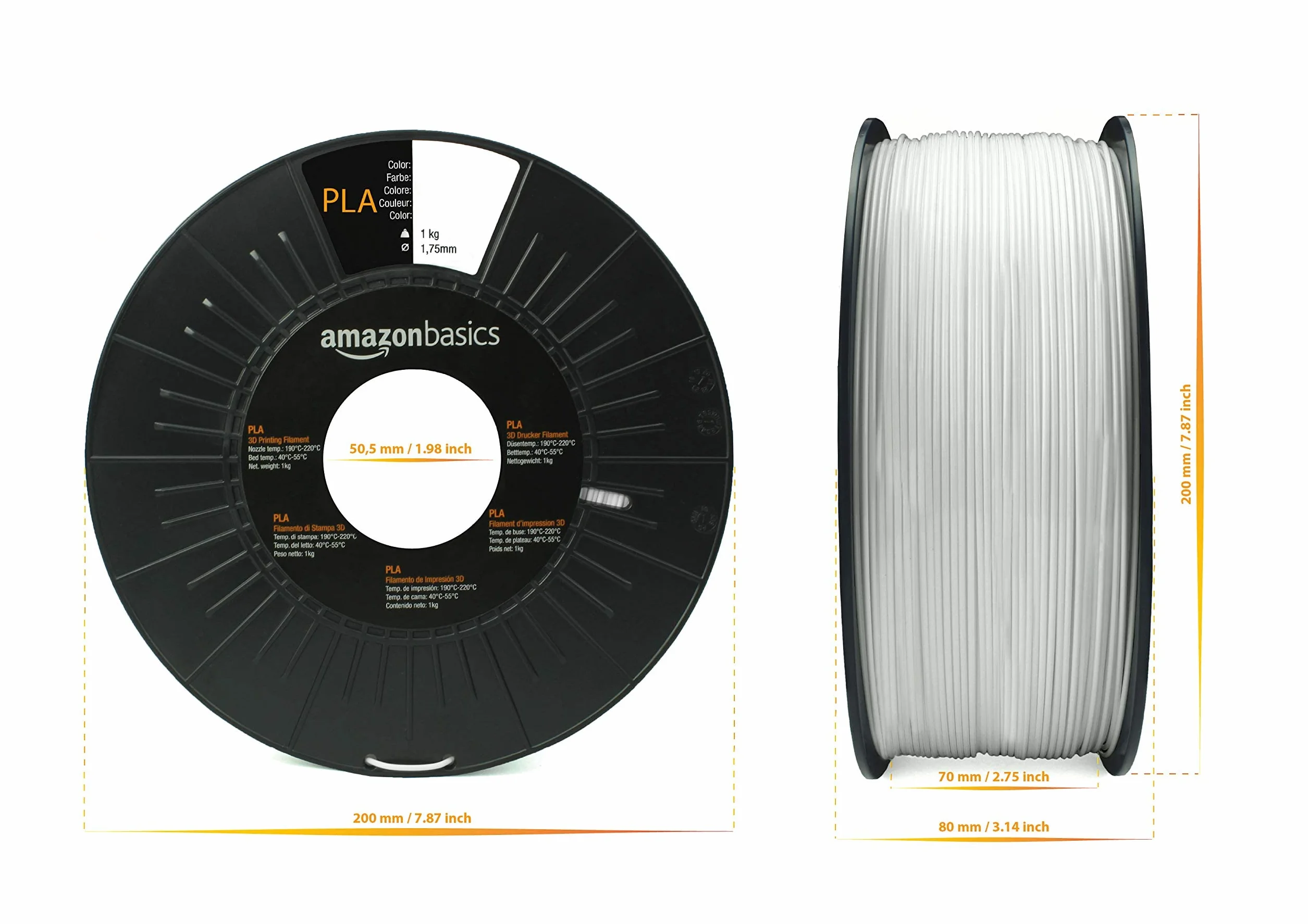 Amazon Basics Filamento PLA 1.75 mm nero 1 kg per stampanti 3D